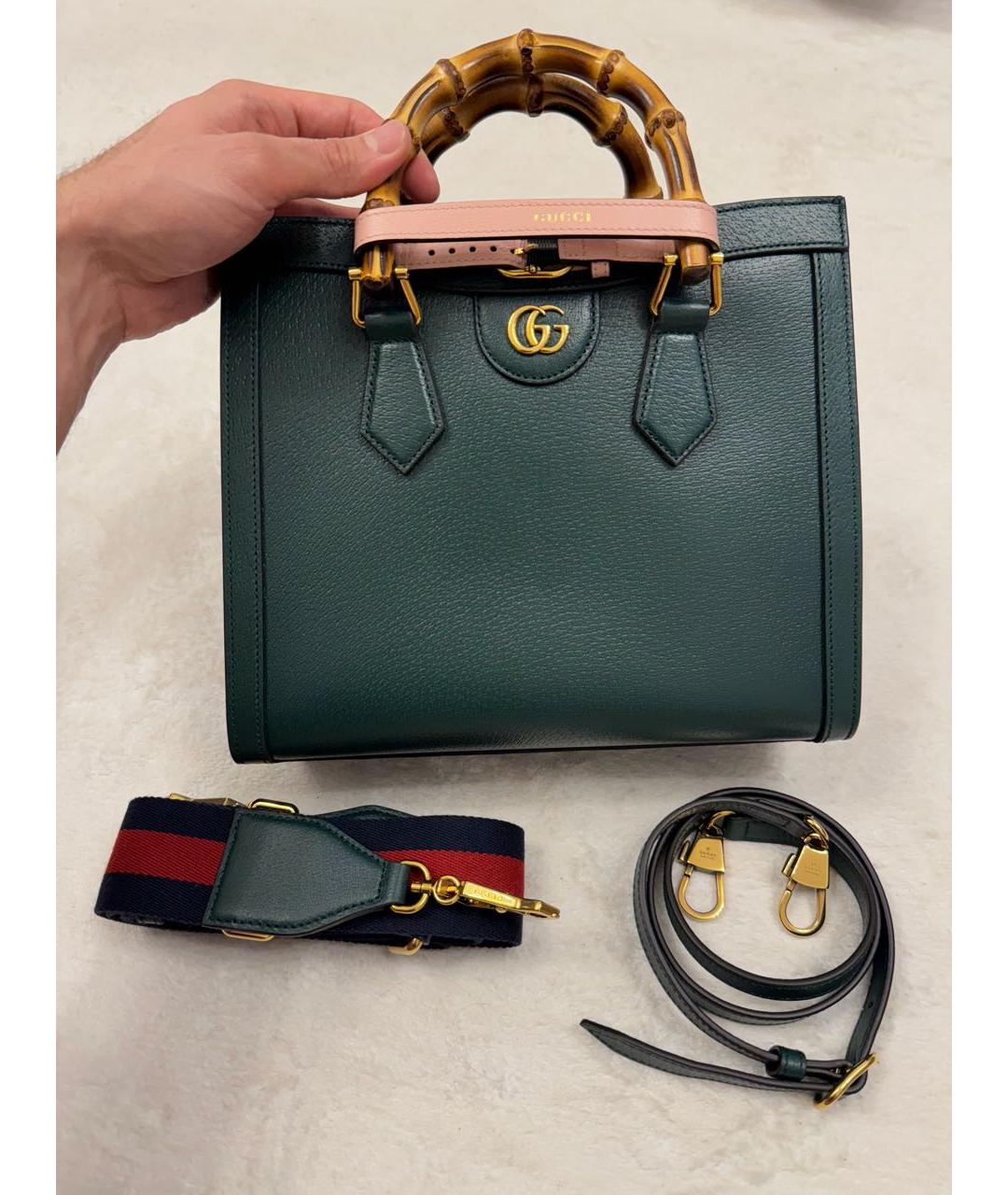 GUCCI Зеленая кожаная сумка тоут, фото 8