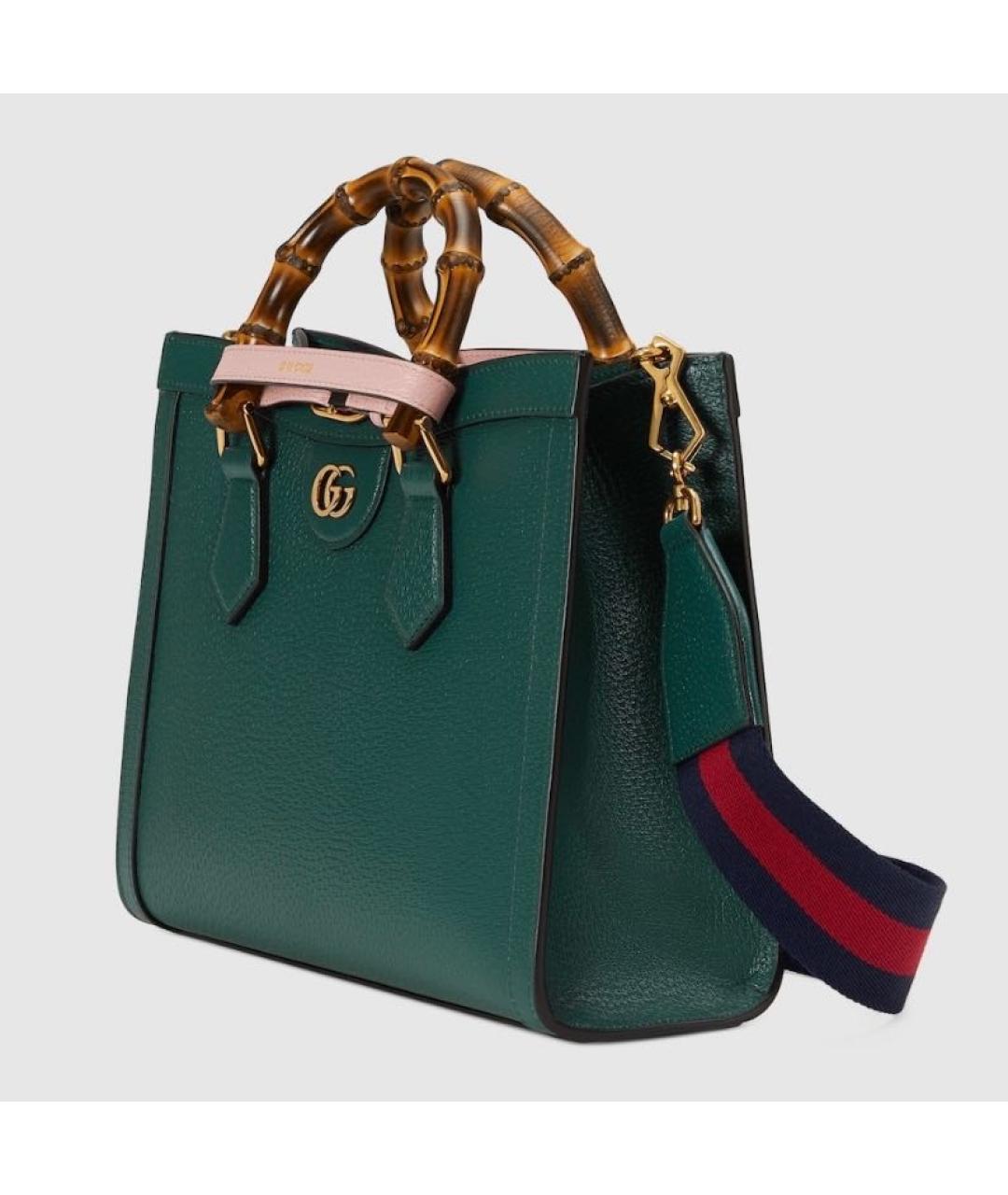 GUCCI Зеленая кожаная сумка тоут, фото 2