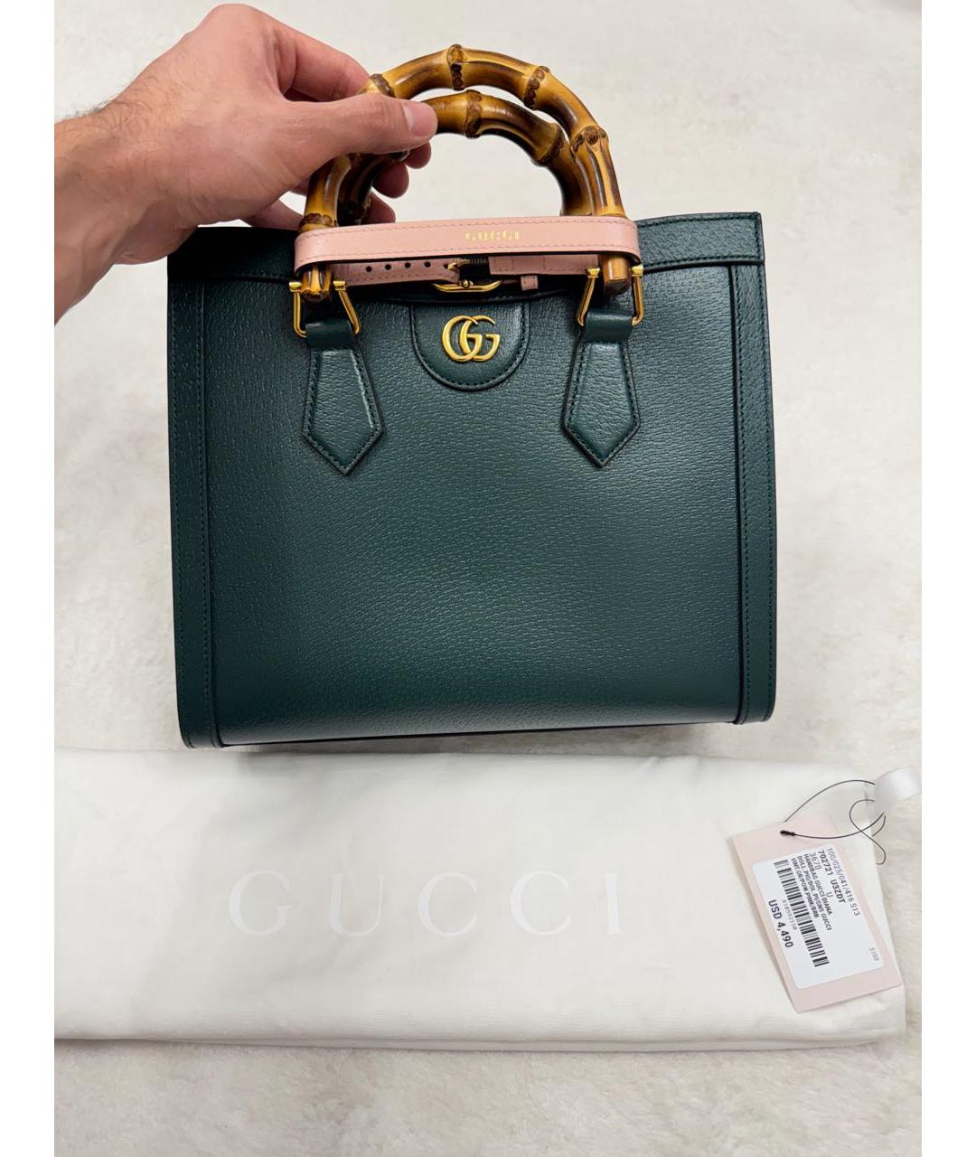 GUCCI Зеленая кожаная сумка тоут, фото 7