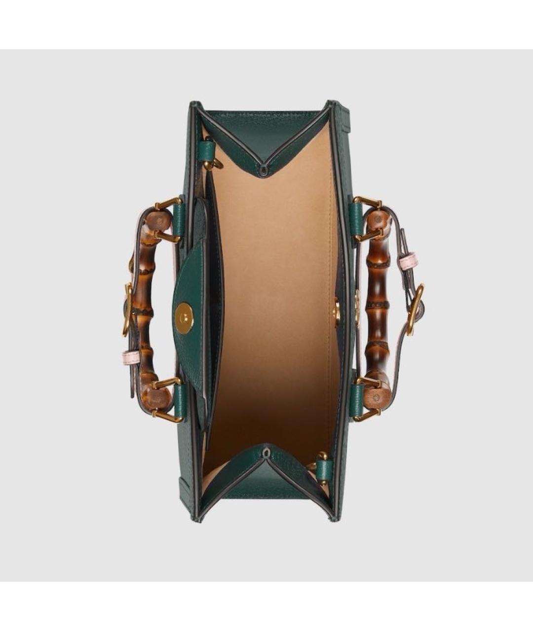 GUCCI Зеленая кожаная сумка тоут, фото 6