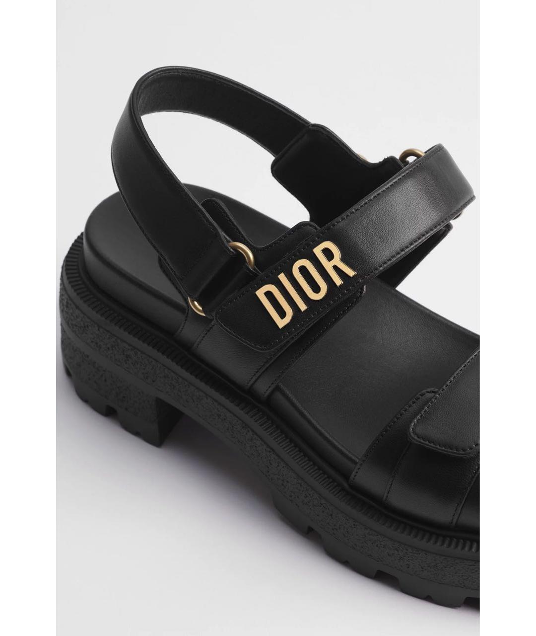 CHRISTIAN DIOR Черные кожаные сандалии, фото 2