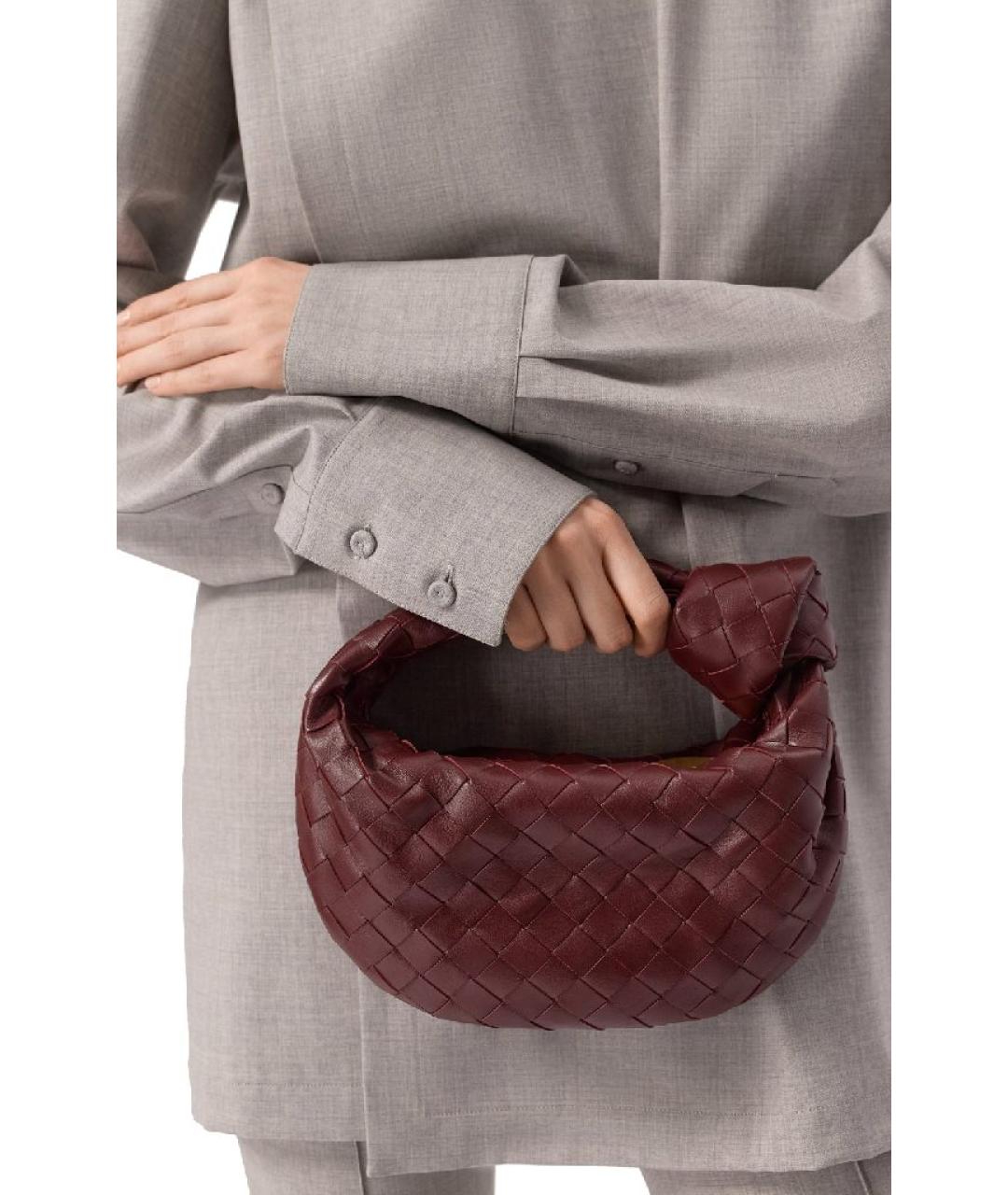 BOTTEGA VENETA Бордовая кожаная сумка с короткими ручками, фото 4