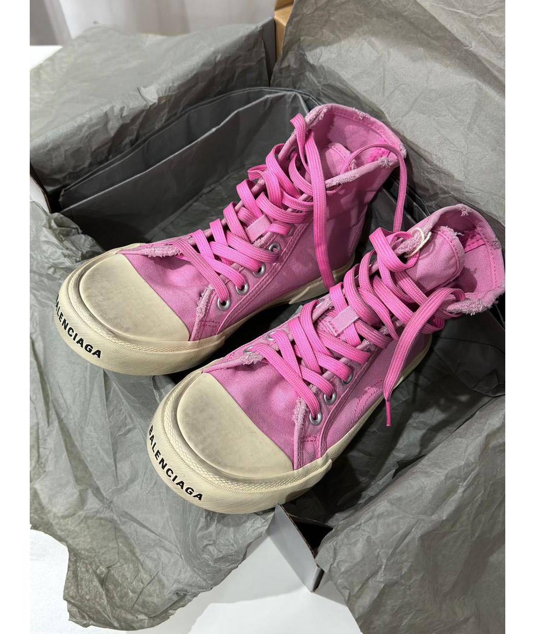 BALENCIAGA Розовые текстильные кеды, фото 2