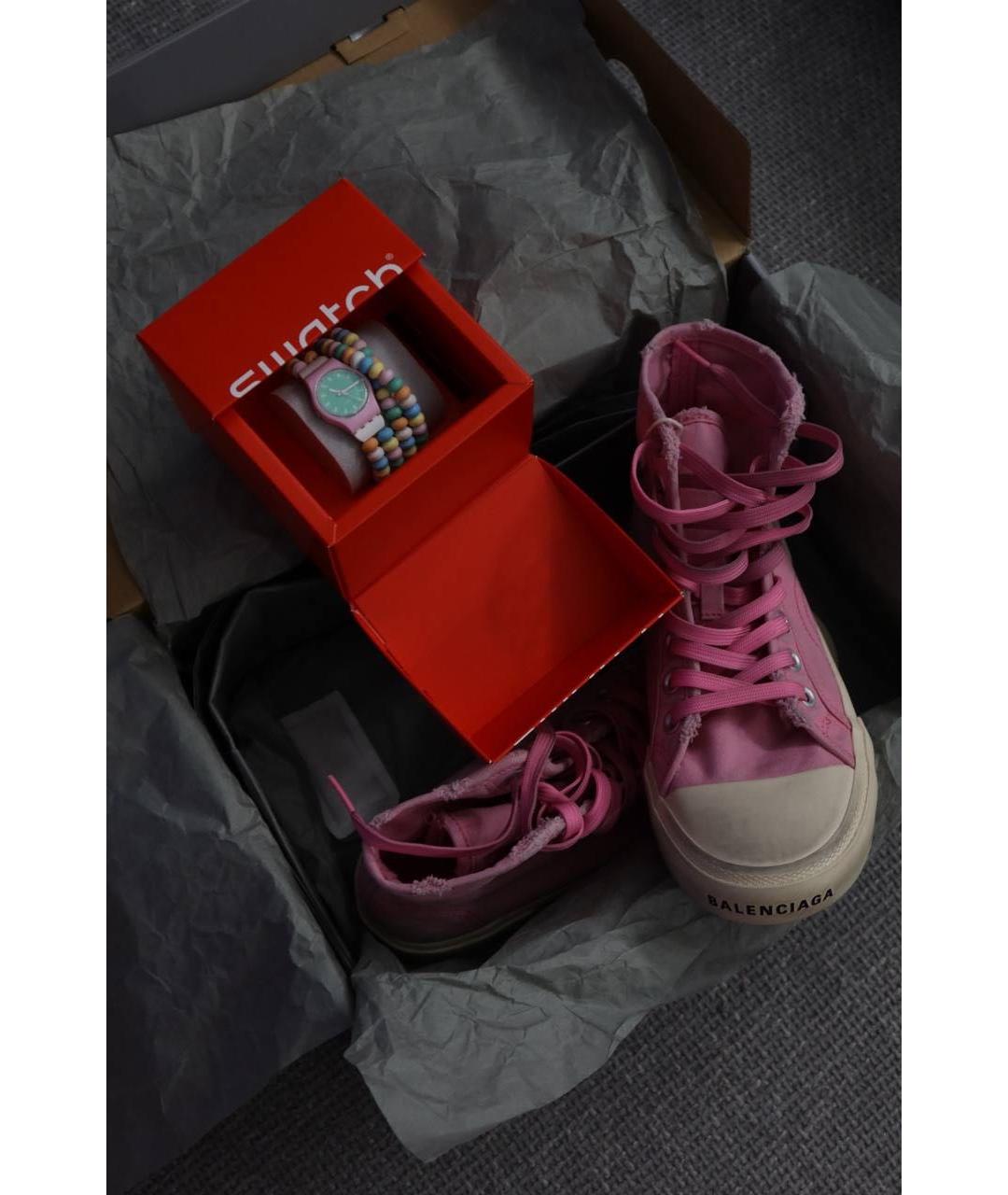 BALENCIAGA Розовые текстильные кеды, фото 3