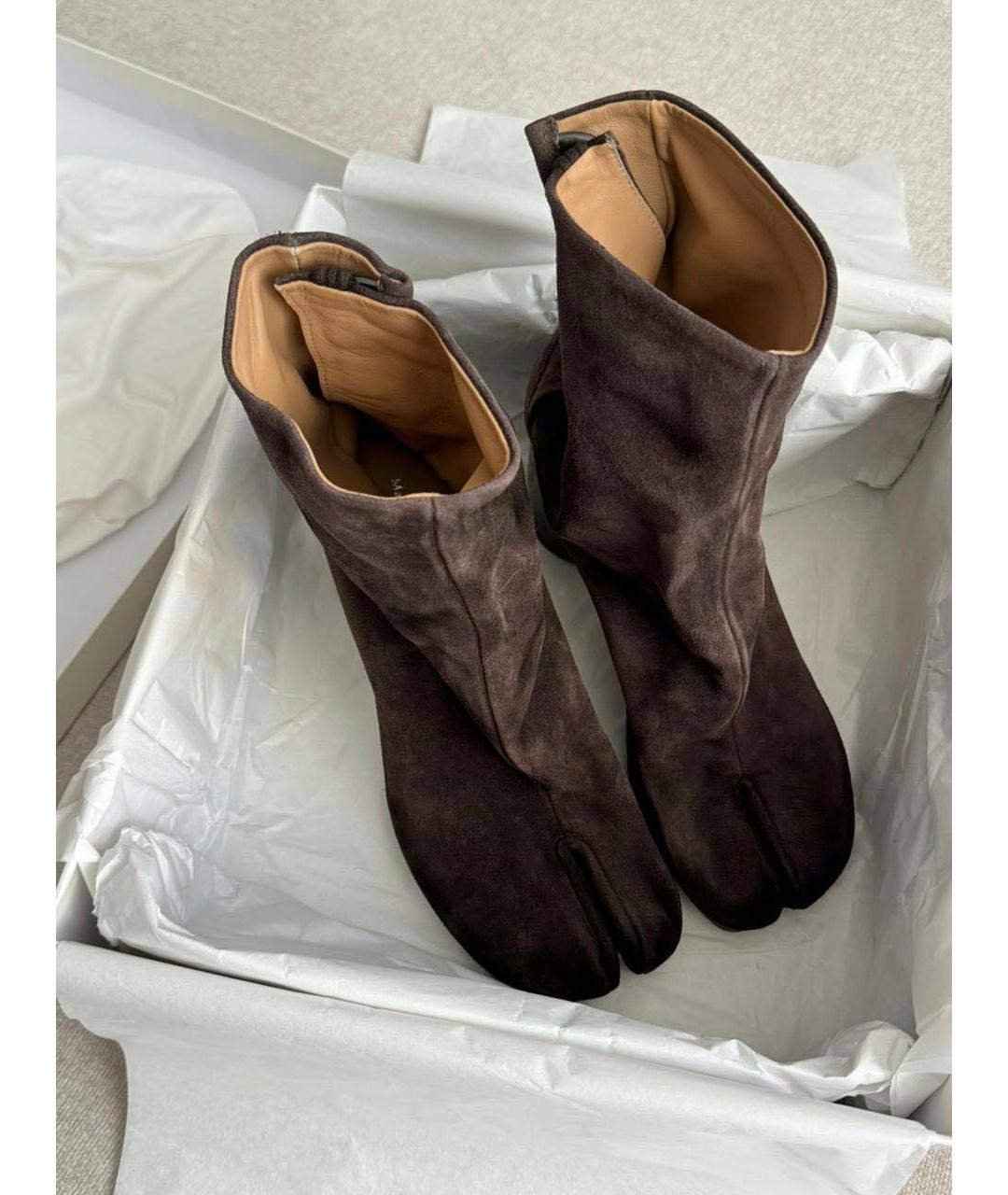 MAISON MARGIELA Коричневые замшевые полусапоги, фото 2