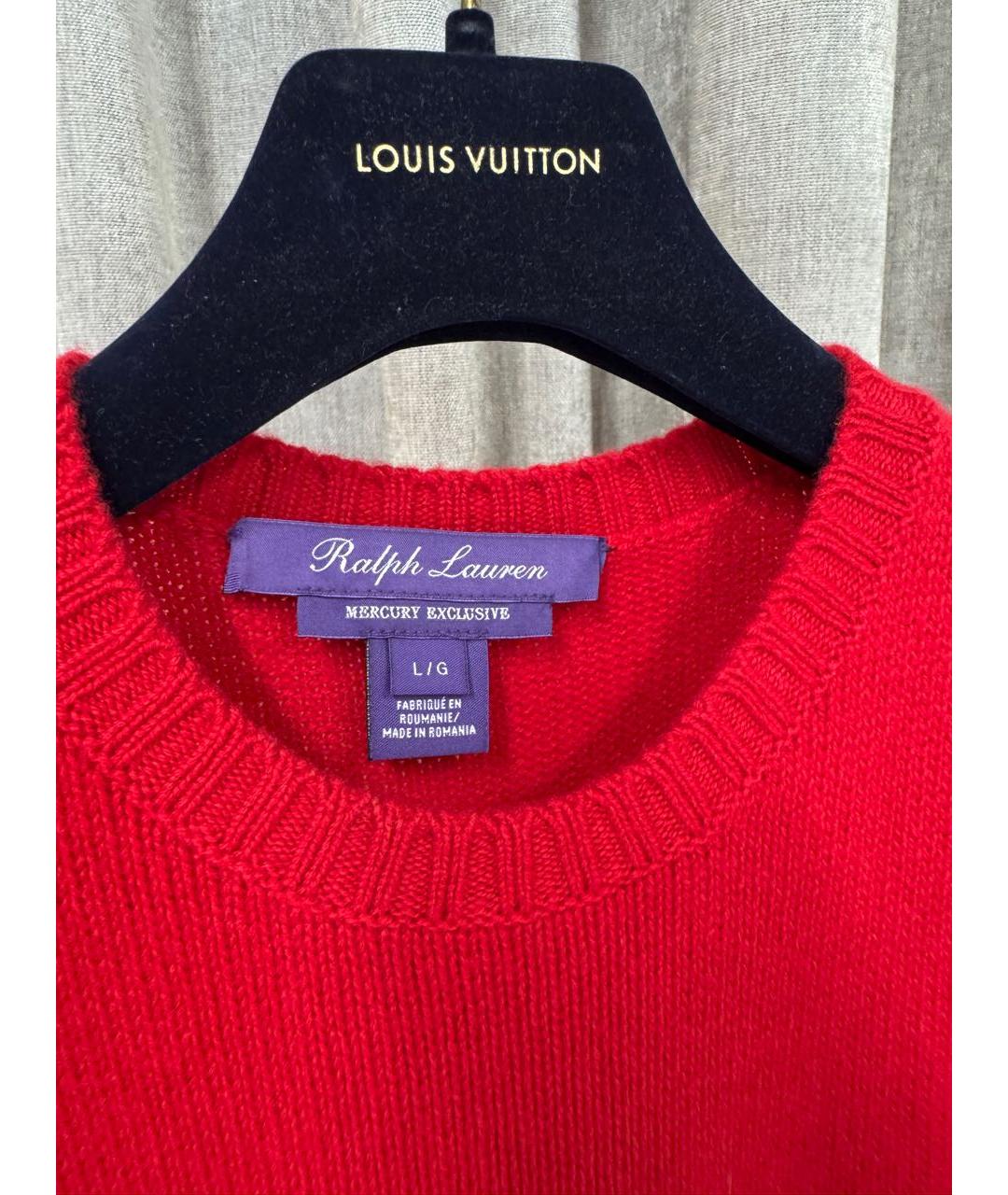 RALPH LAUREN PURPLE LABEL Красный кашемировый джемпер / свитер, фото 3