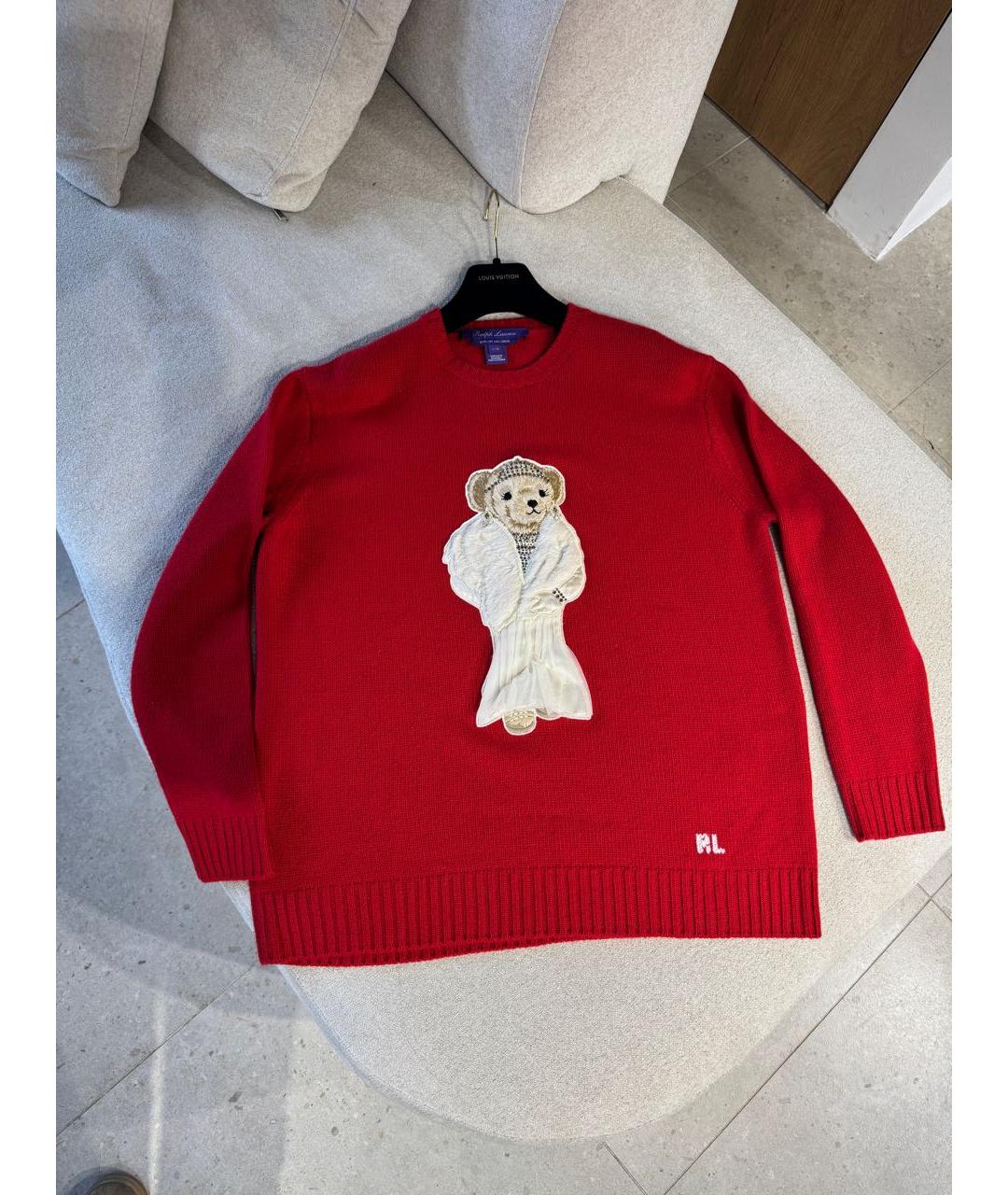 RALPH LAUREN PURPLE LABEL Красный кашемировый джемпер / свитер, фото 5