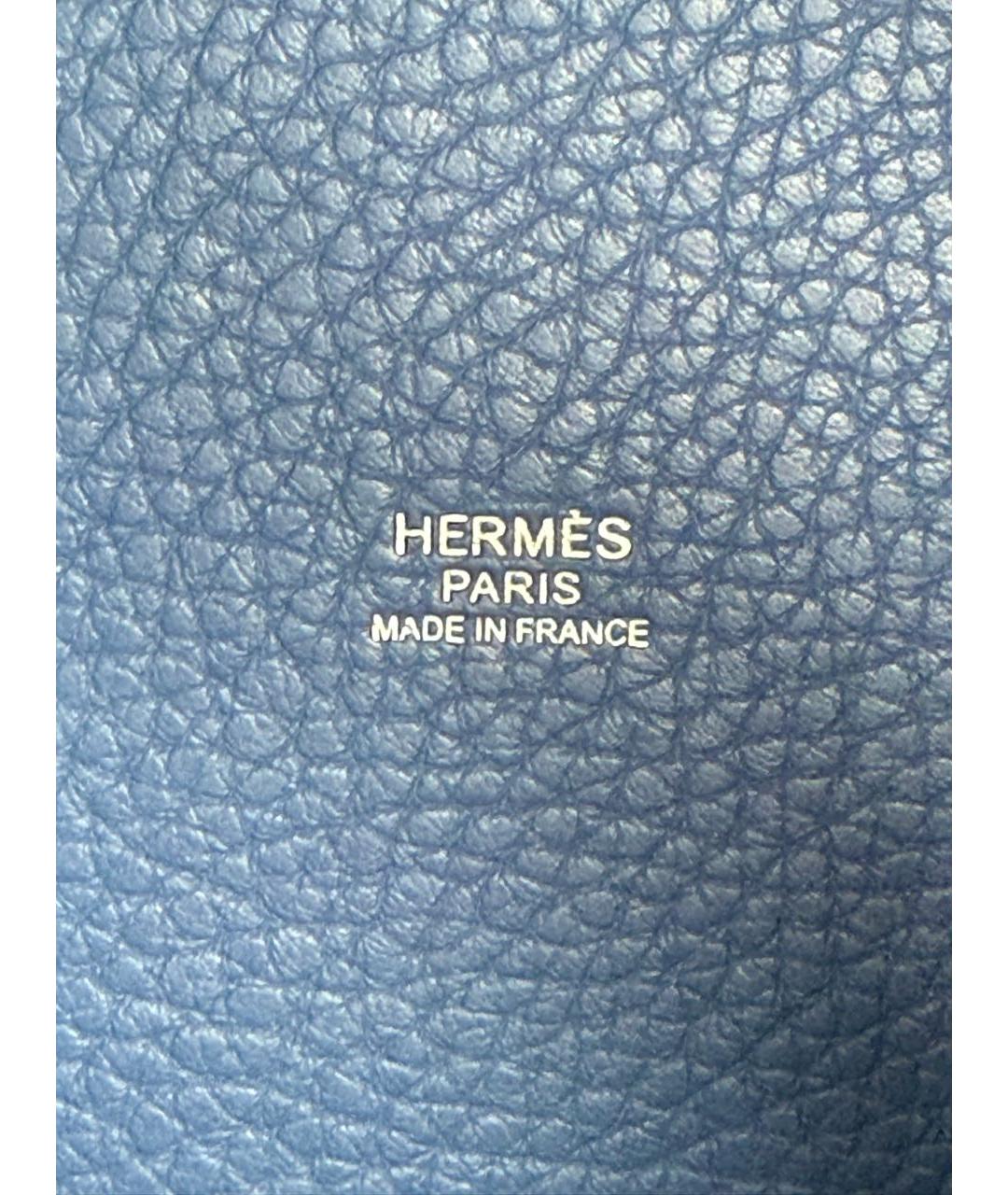 HERMES Голубая кожаная сумка с короткими ручками, фото 8