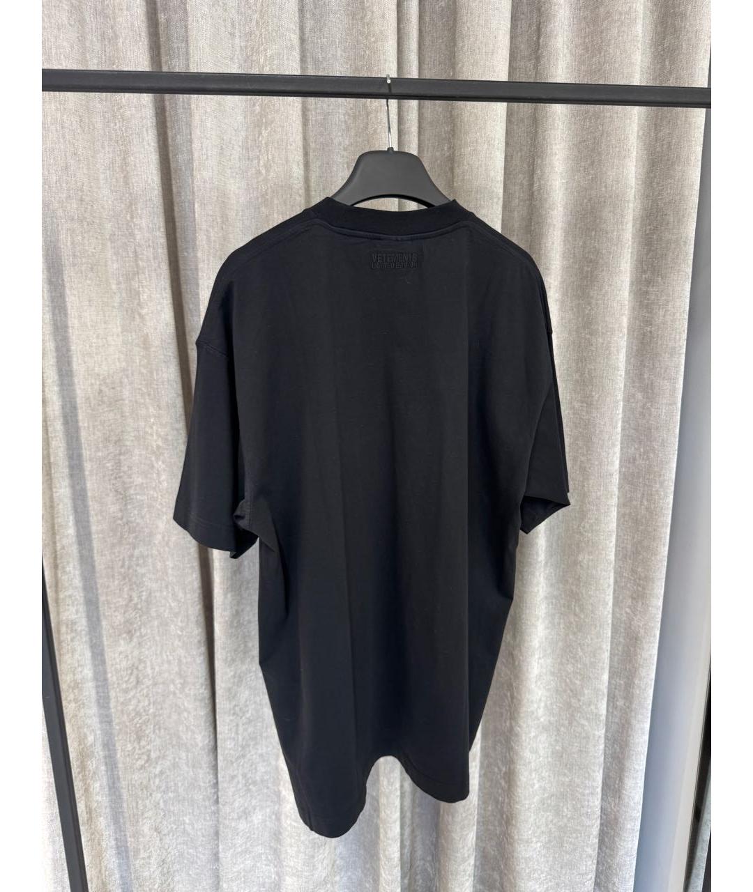 VETEMENTS Черная хлопковая футболка, фото 2