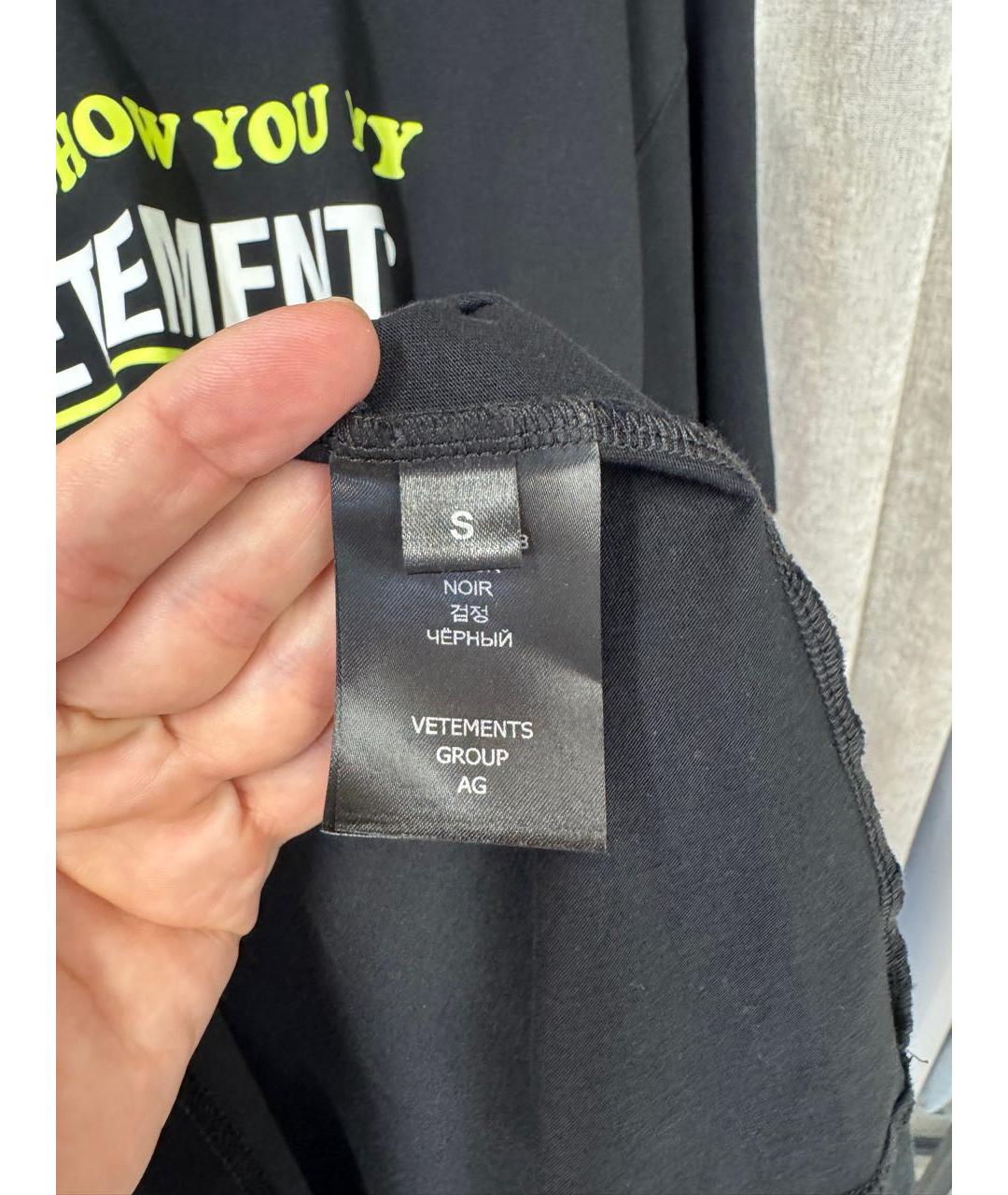 VETEMENTS Черная хлопковая футболка, фото 4