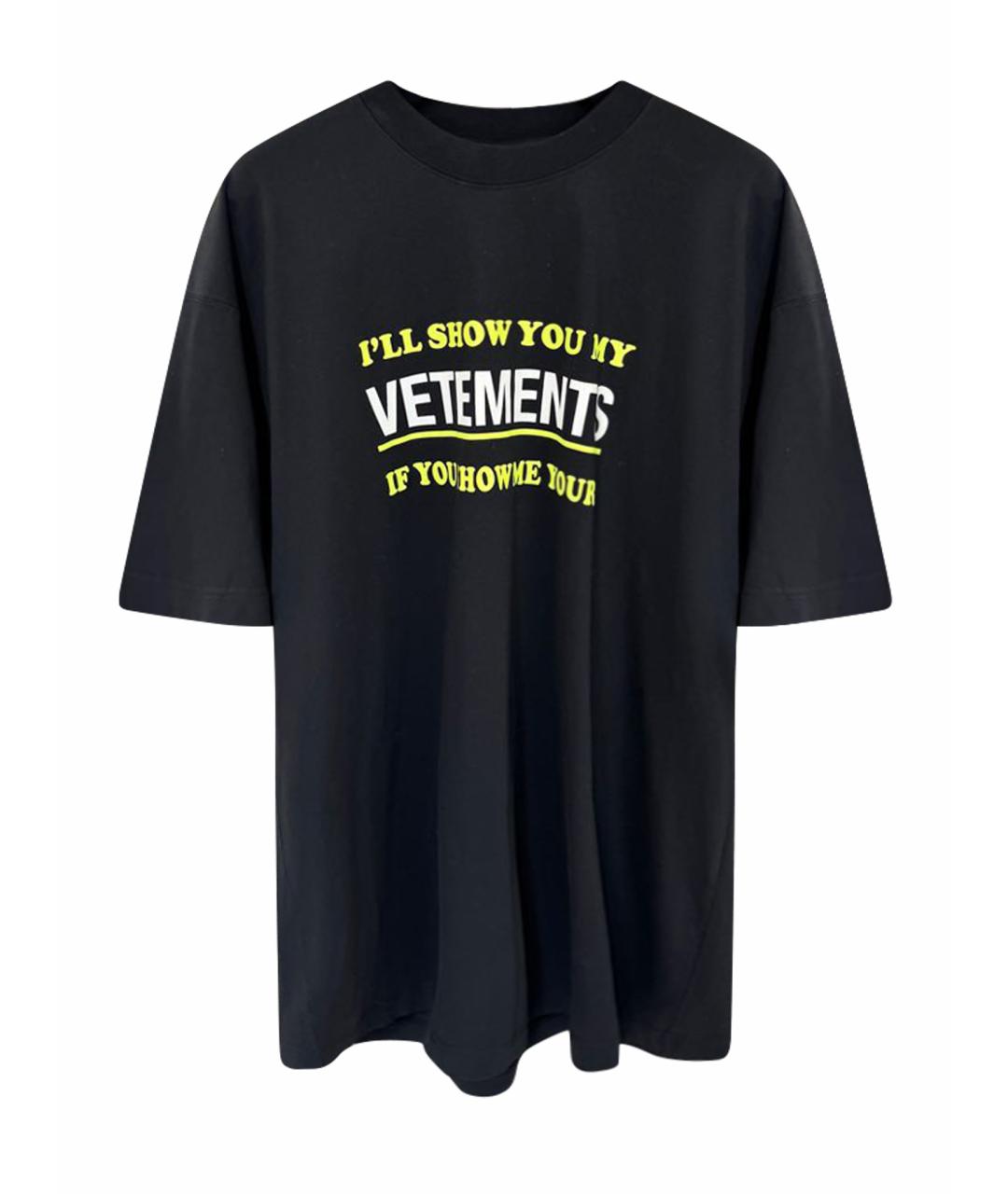 VETEMENTS Черная хлопковая футболка, фото 1