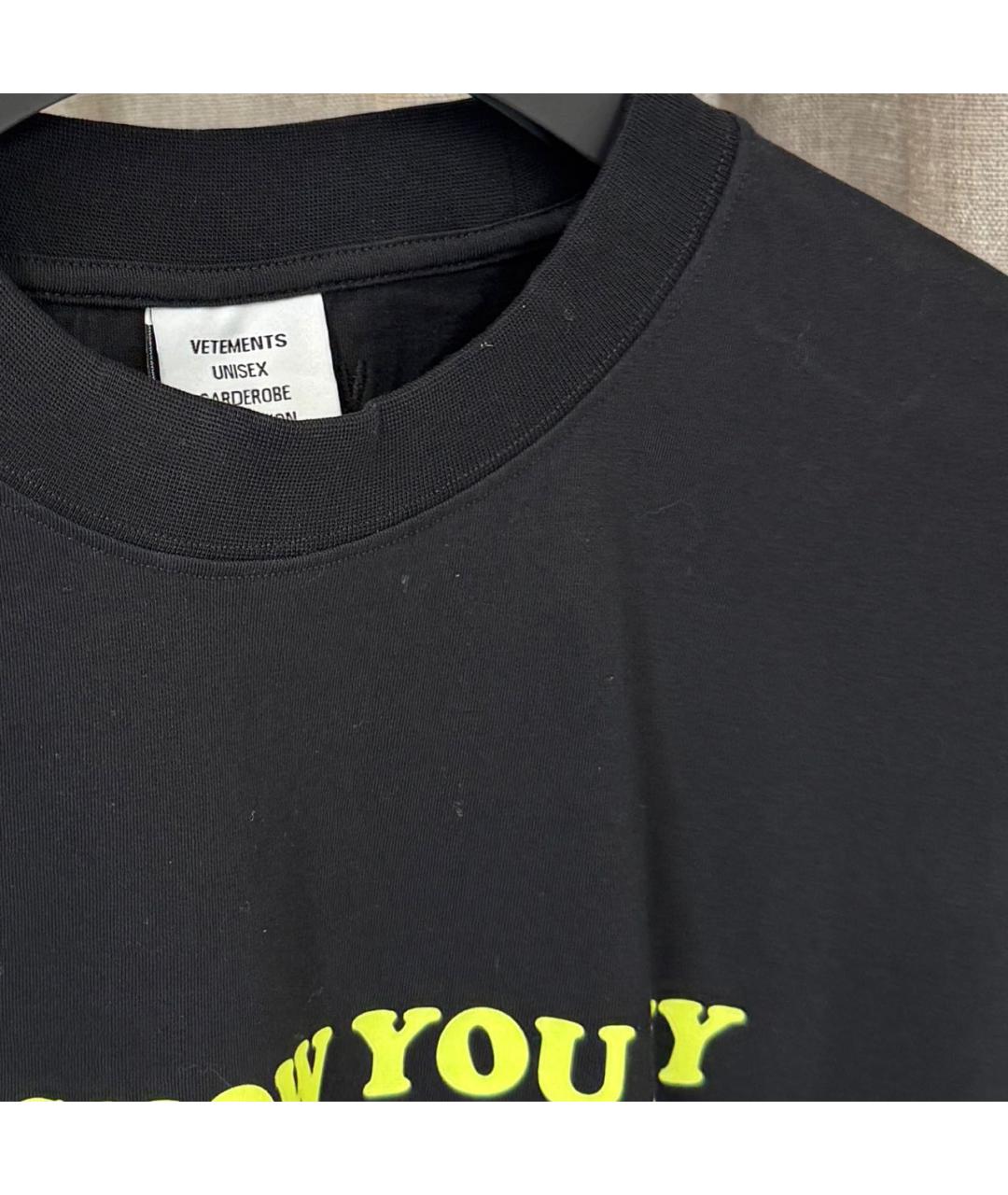 VETEMENTS Черная хлопковая футболка, фото 3