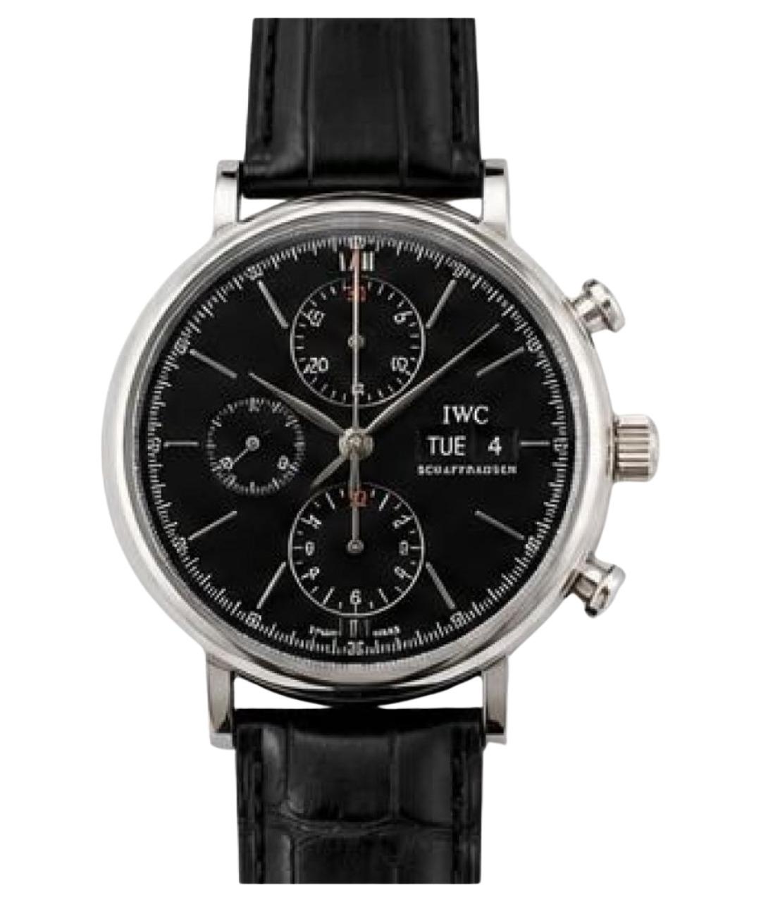 IWC Schaffhausen Черные стальные часы, фото 1