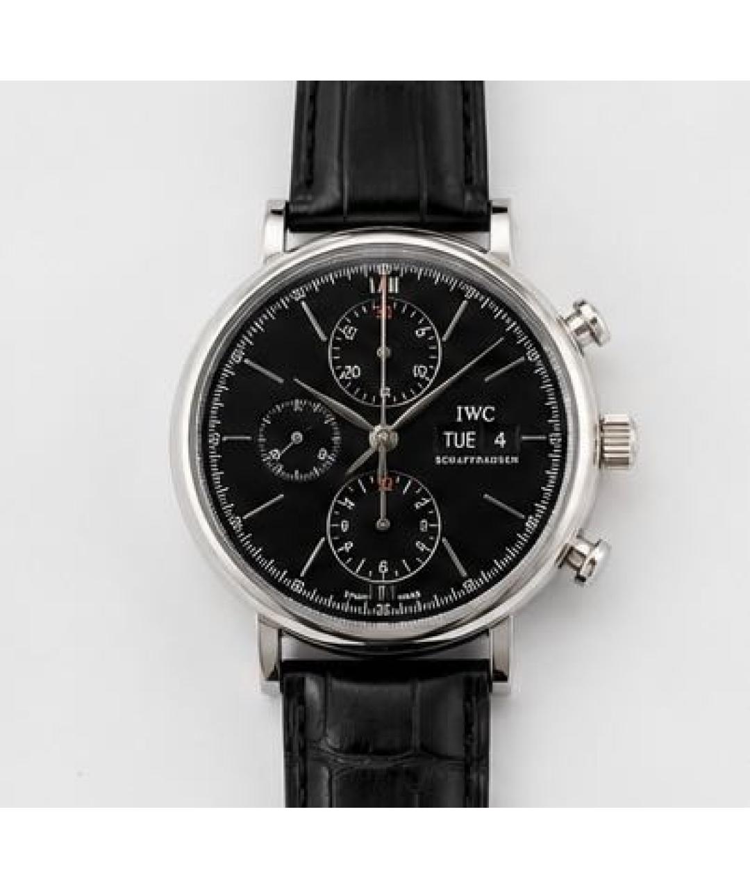 IWC Schaffhausen Черные стальные часы, фото 9