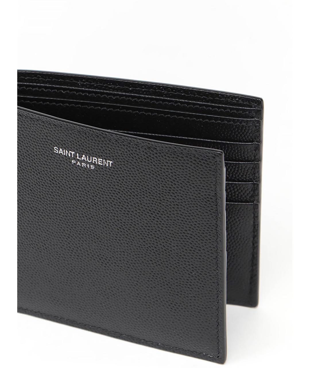 SAINT LAURENT Черный кожаный кошелек, фото 4
