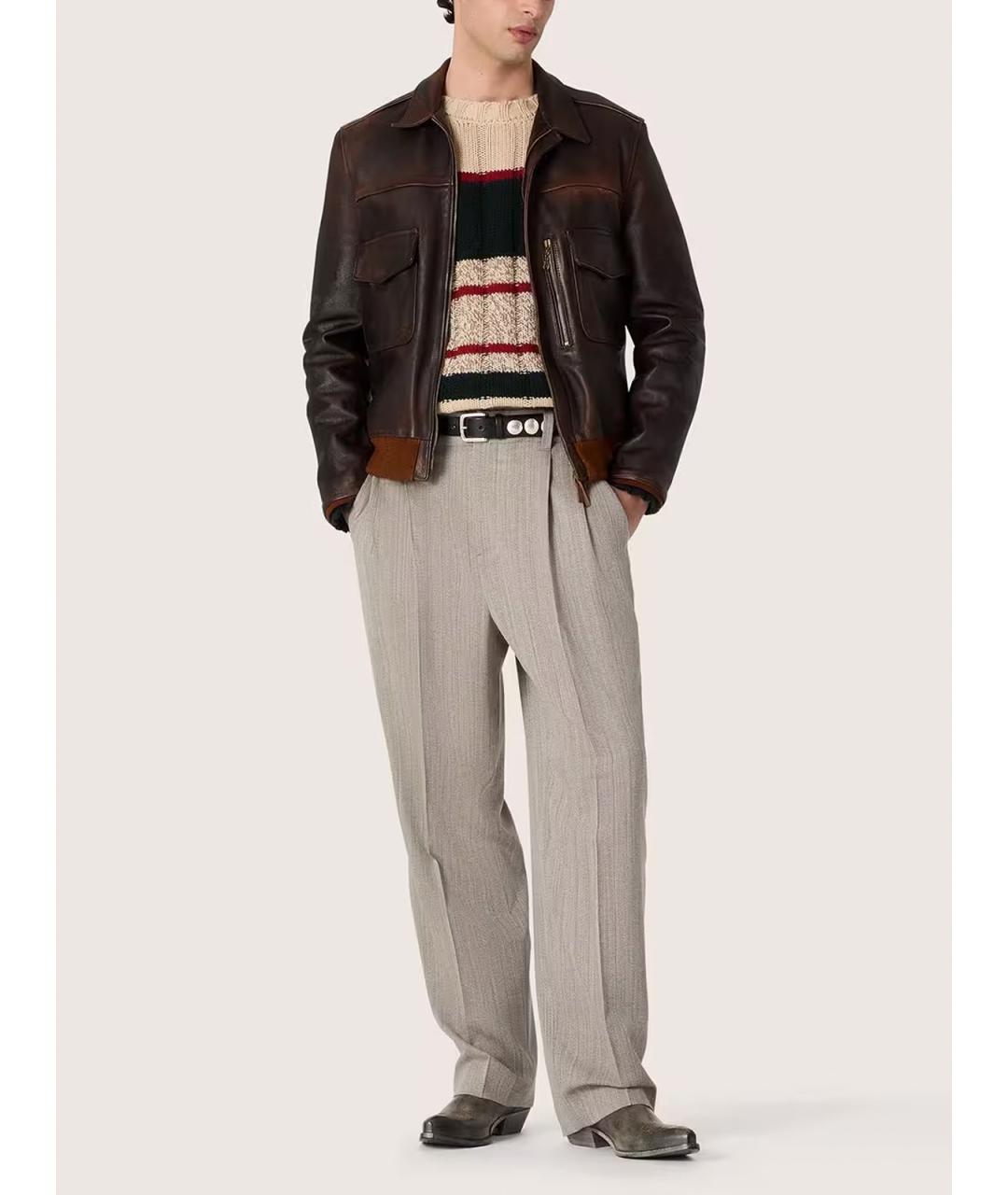 GOLDEN GOOSE Мульти шерстяные повседневные брюки, фото 3
