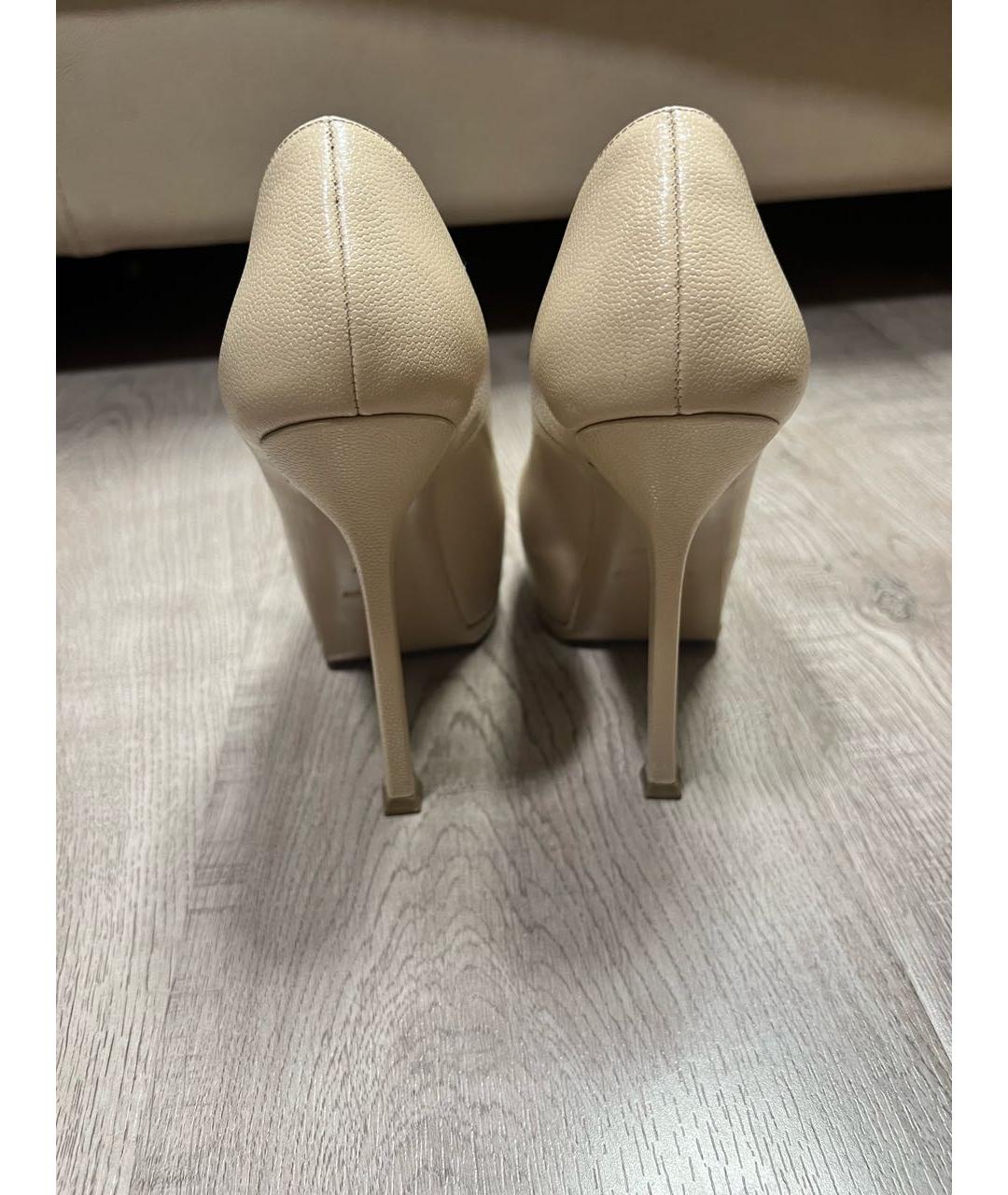SAINT LAURENT Бежевые кожаные туфли, фото 4