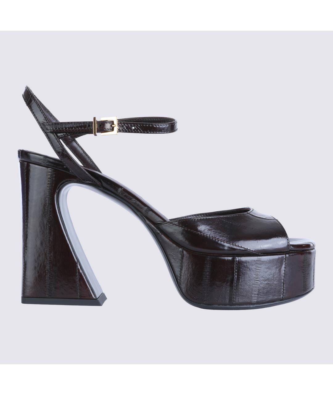 FENDI Коричневые кожаные босоножки, фото 2