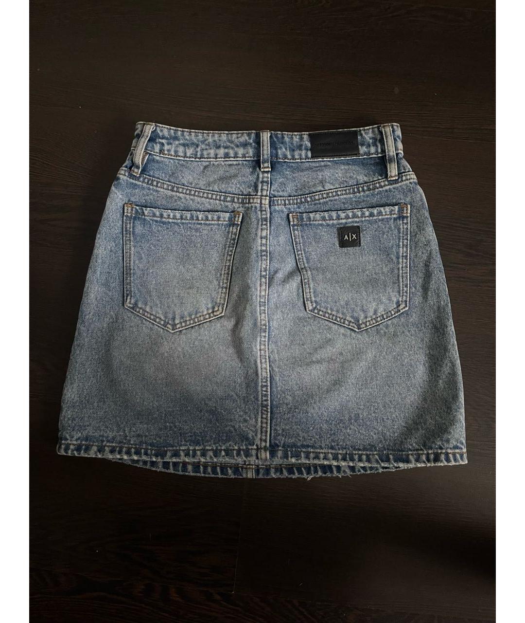 ARMANI JEANS Голубая деним юбка мини, фото 2