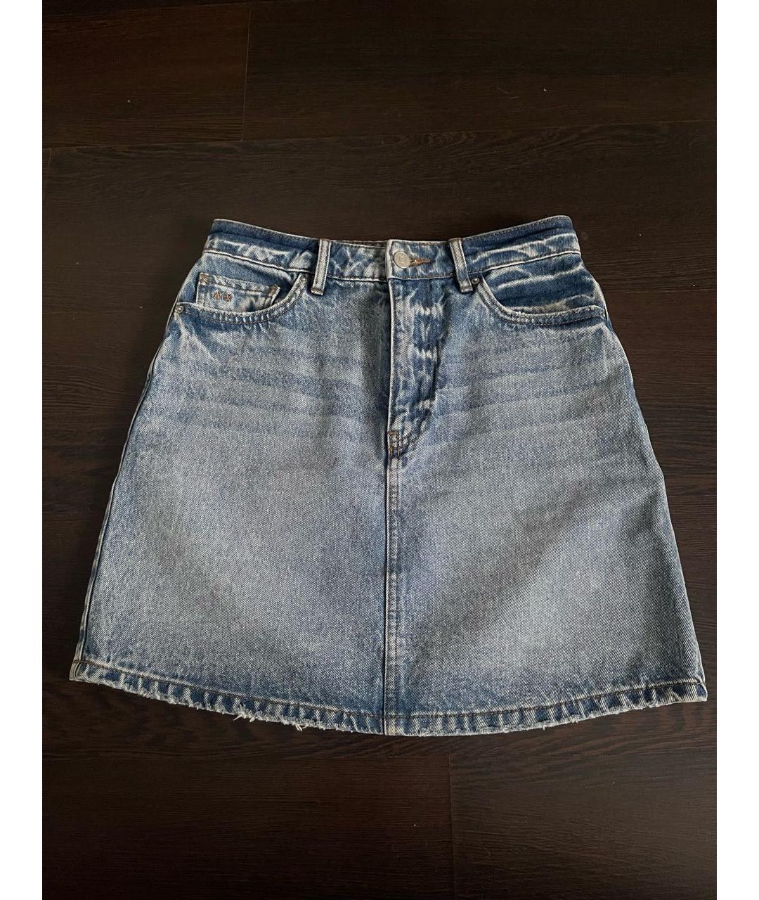 ARMANI JEANS Голубая деним юбка мини, фото 5
