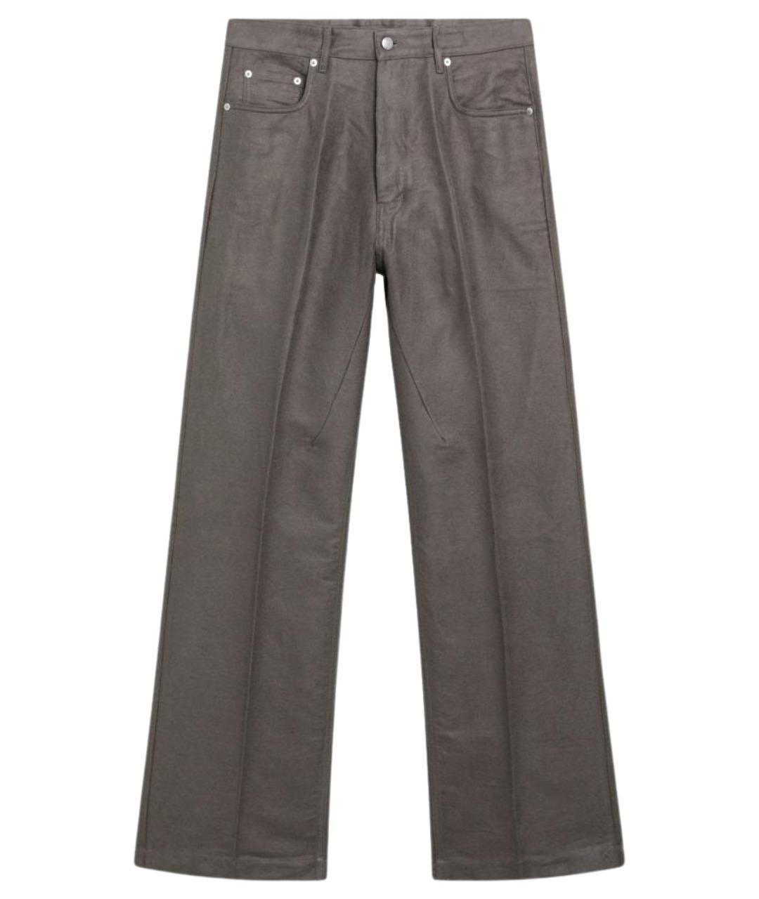 RICK OWENS Серые хлопковые повседневные брюки, фото 1
