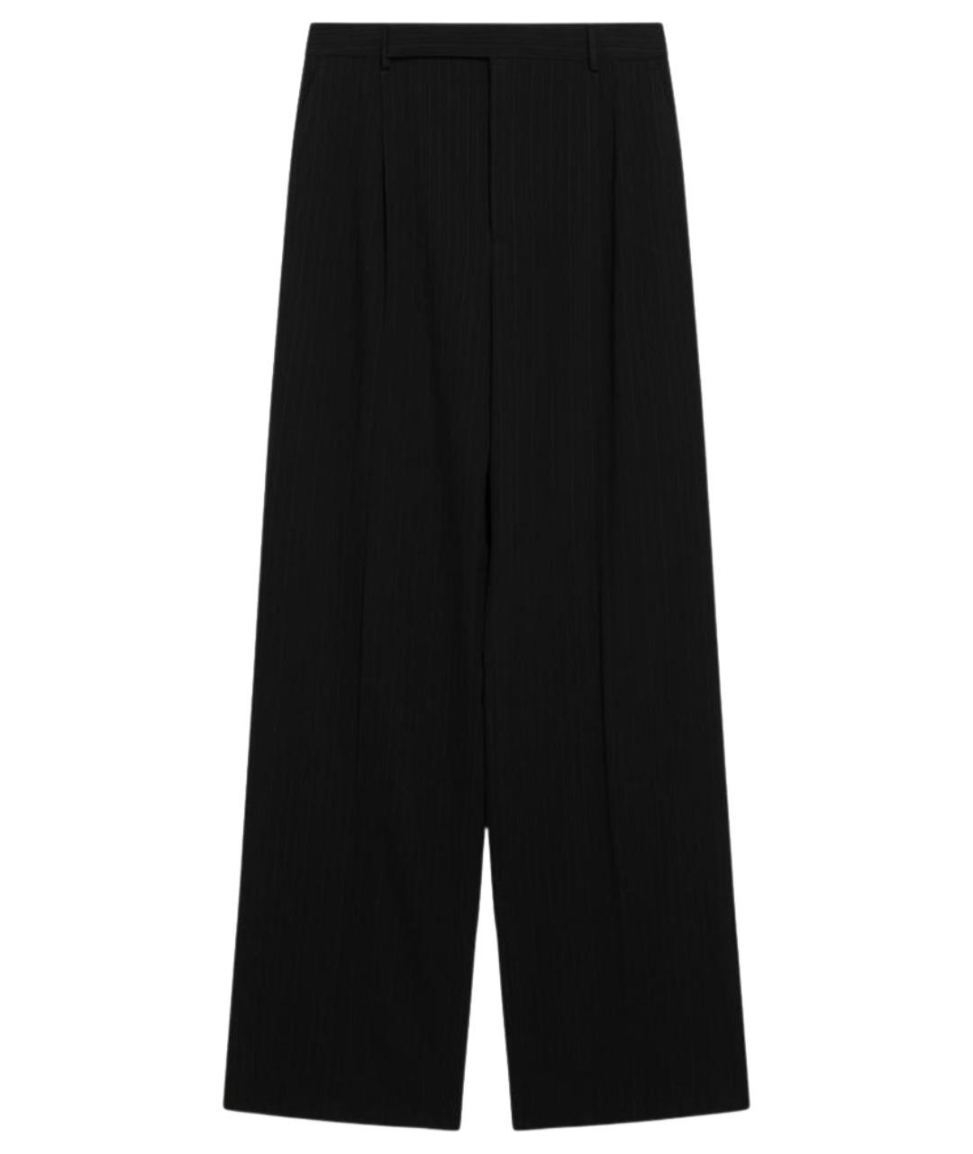 SAINT LAURENT Черные шерстяные повседневные брюки, фото 1
