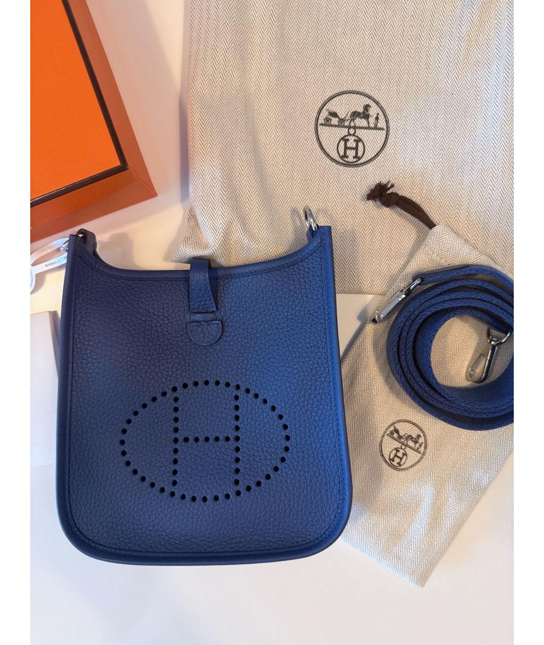 HERMES Темно-синяя кожаная сумка через плечо, фото 5