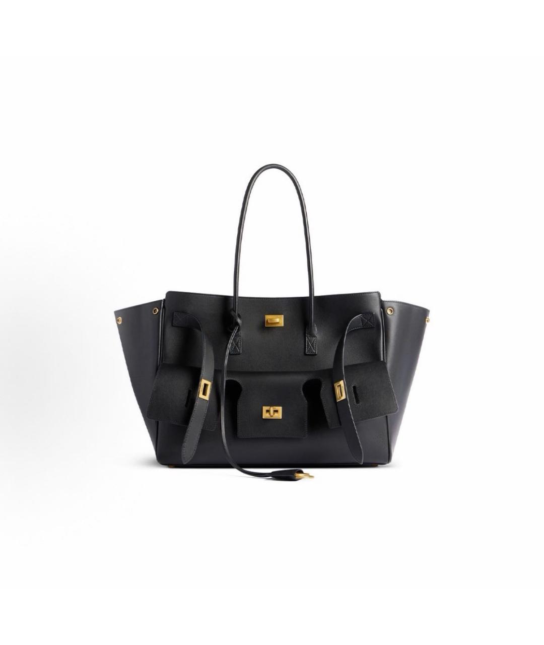 BALENCIAGA Черная кожаная сумка тоут, фото 7