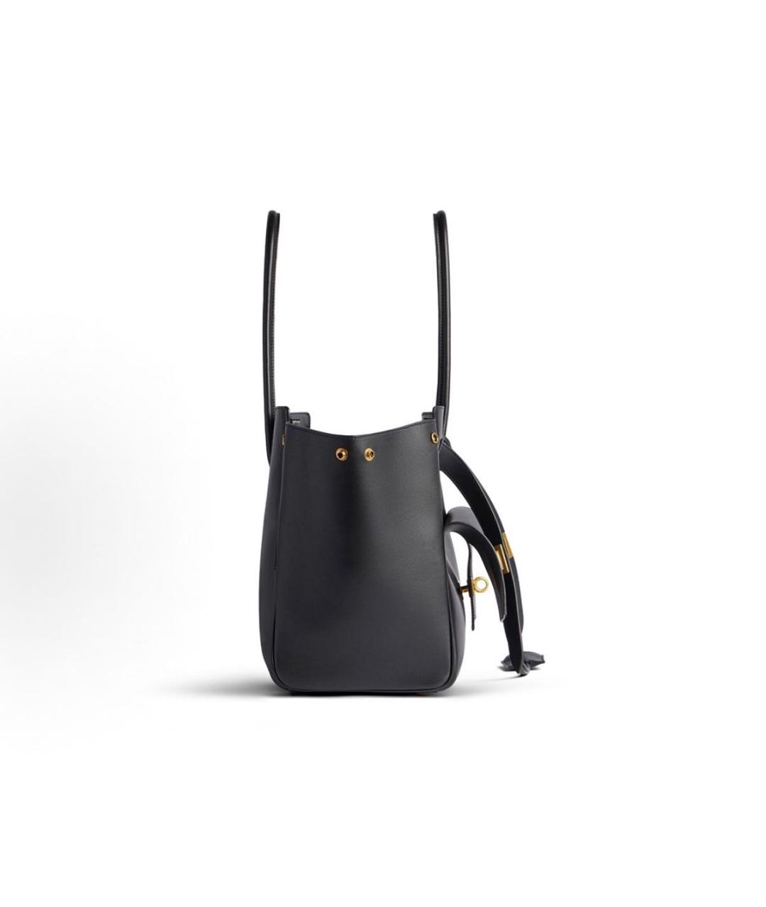 BALENCIAGA Черная кожаная сумка тоут, фото 4