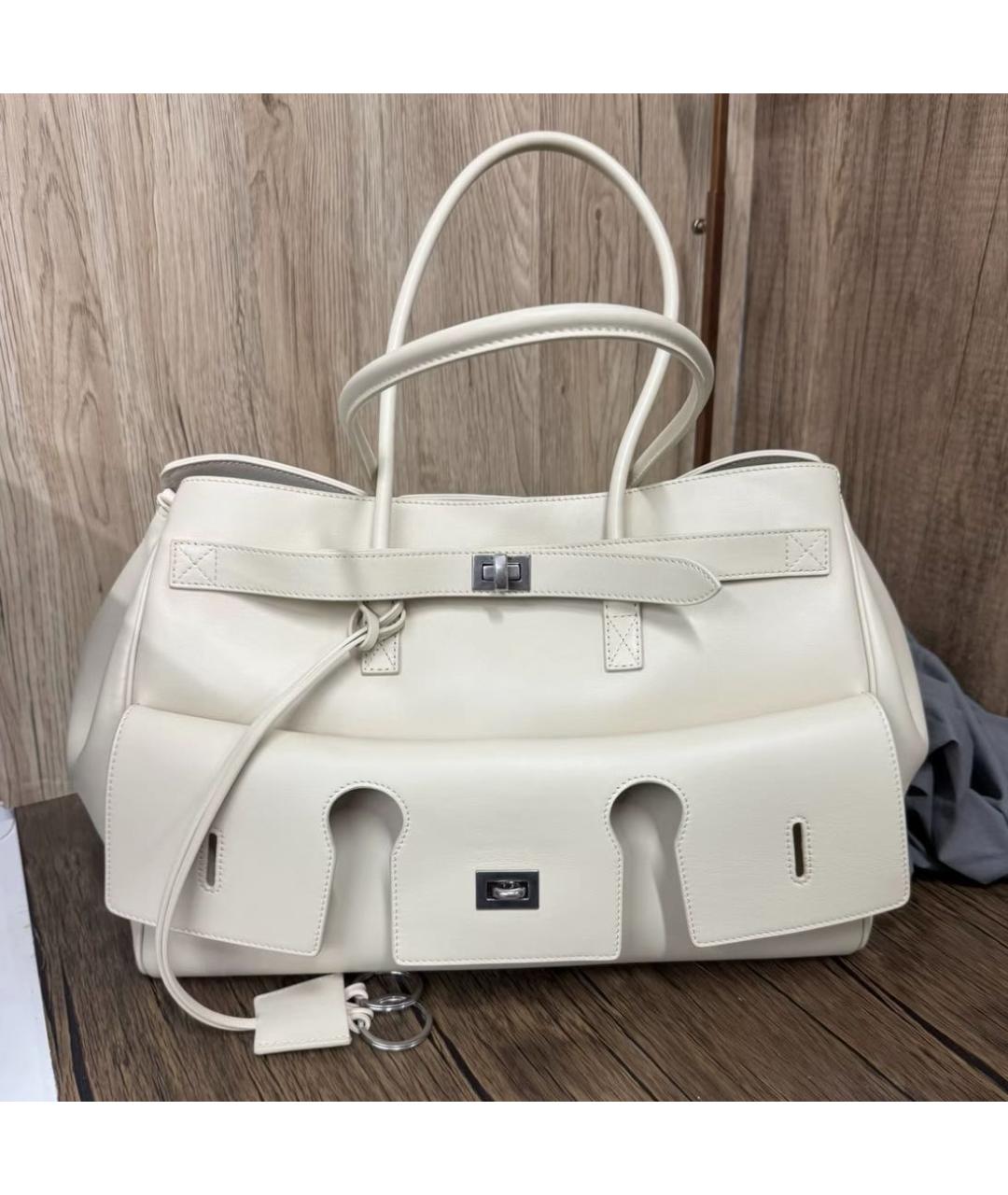 BALENCIAGA Бежевая кожаная сумка тоут, фото 2