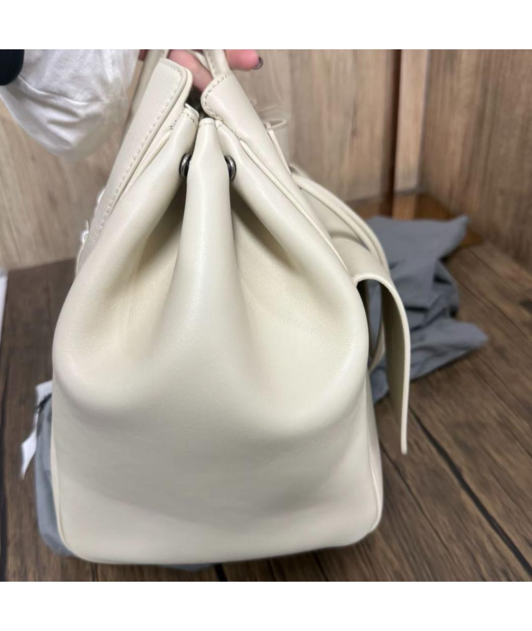 BALENCIAGA Бежевая кожаная сумка тоут, фото 4