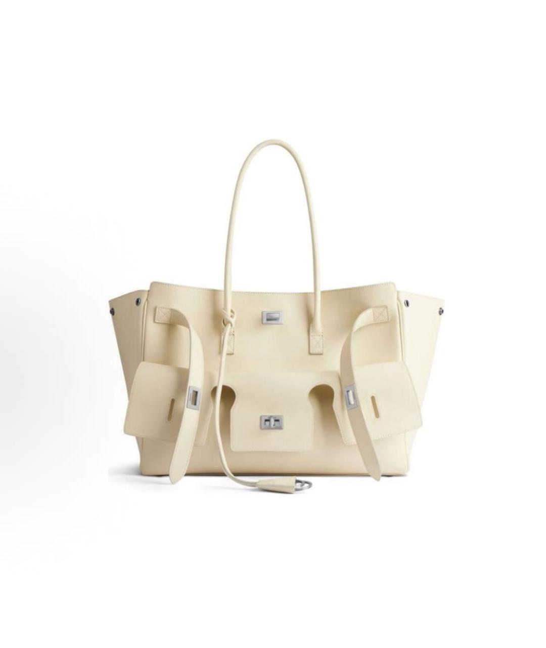 BALENCIAGA Бежевая кожаная сумка тоут, фото 7