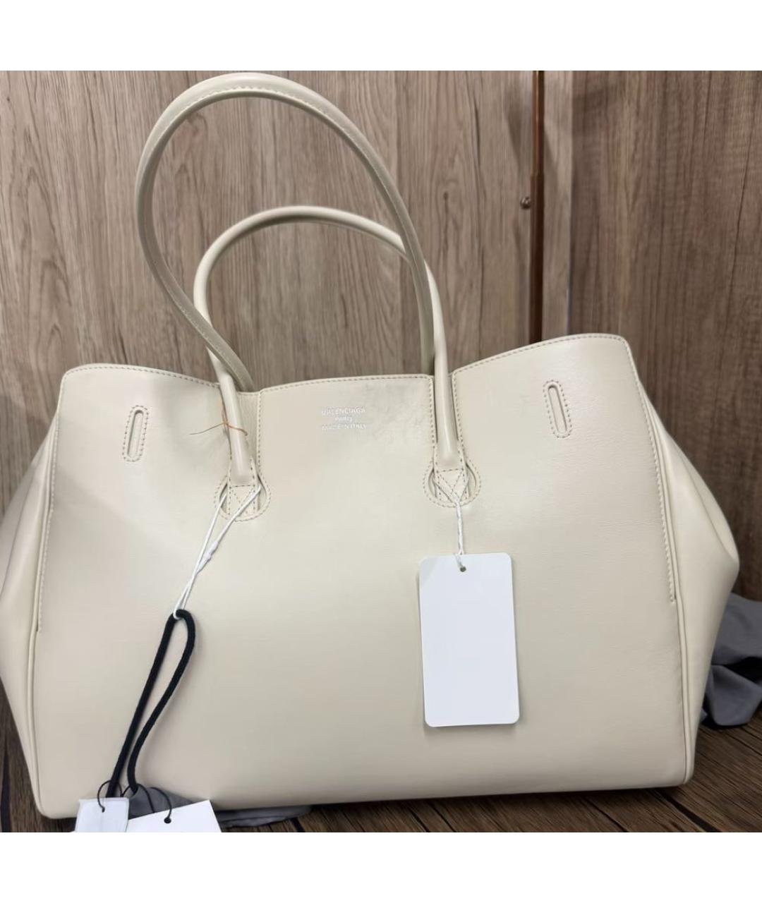 BALENCIAGA Бежевая кожаная сумка тоут, фото 3