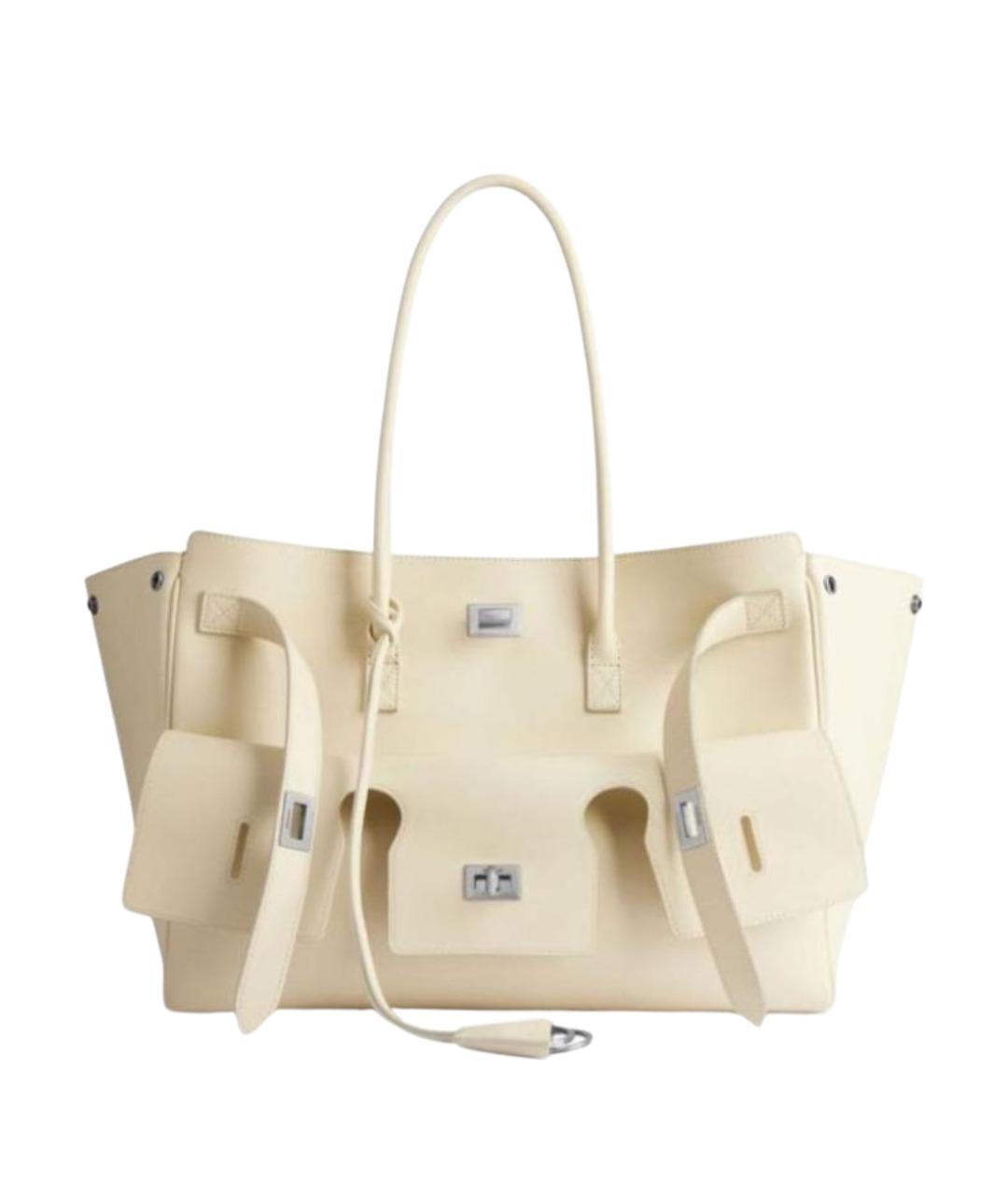 BALENCIAGA Бежевая кожаная сумка тоут, фото 1