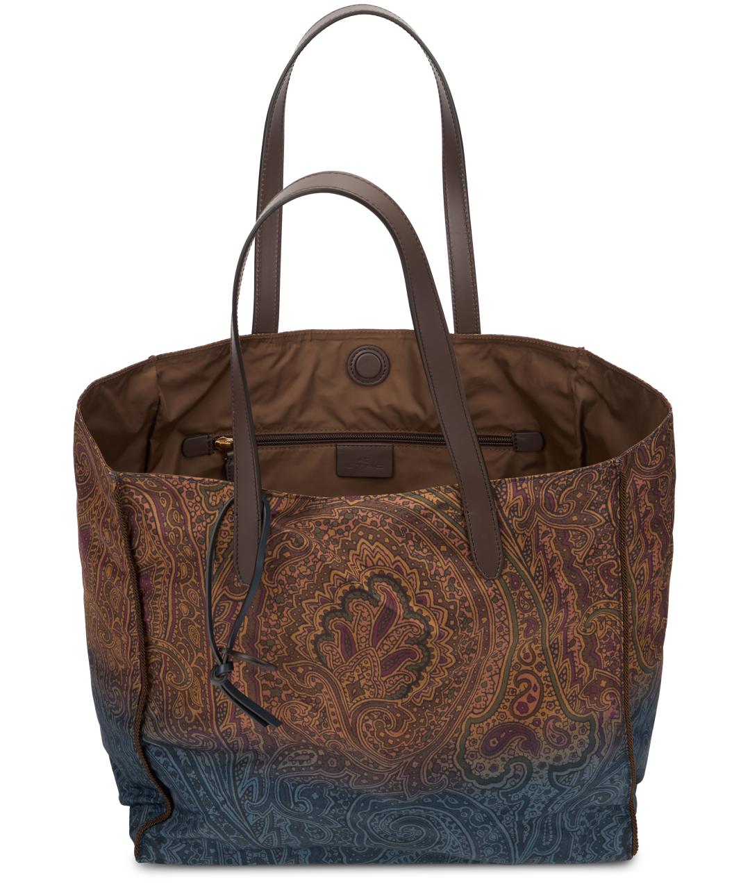 ETRO Коричневая синтетическая сумка с короткими ручками, фото 4