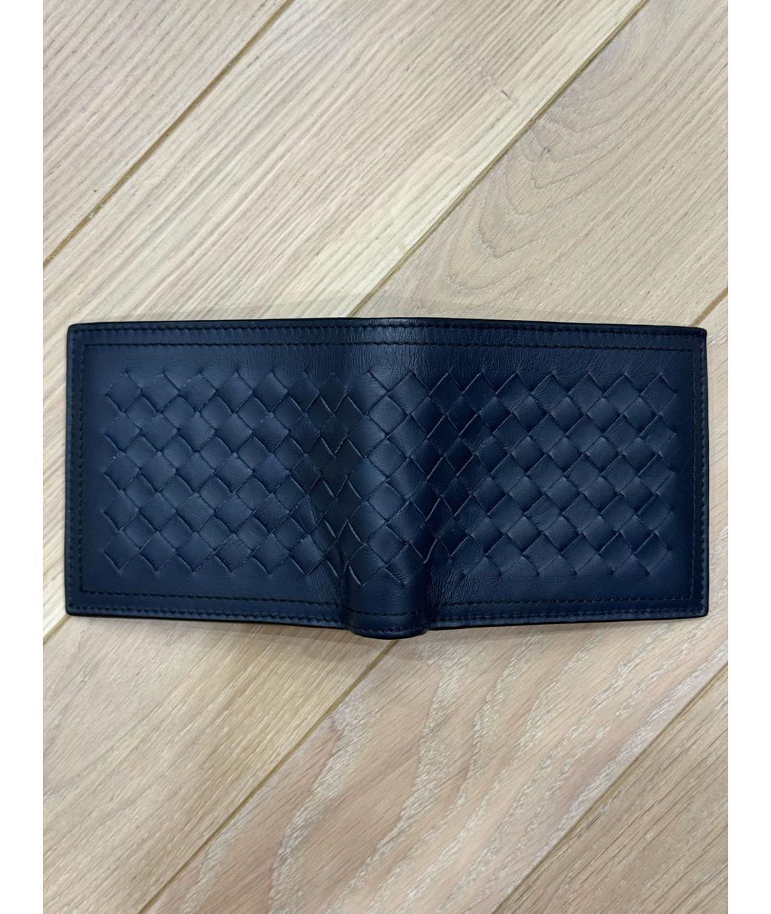BOTTEGA VENETA Темно-синий кожаный кошелек, фото 3