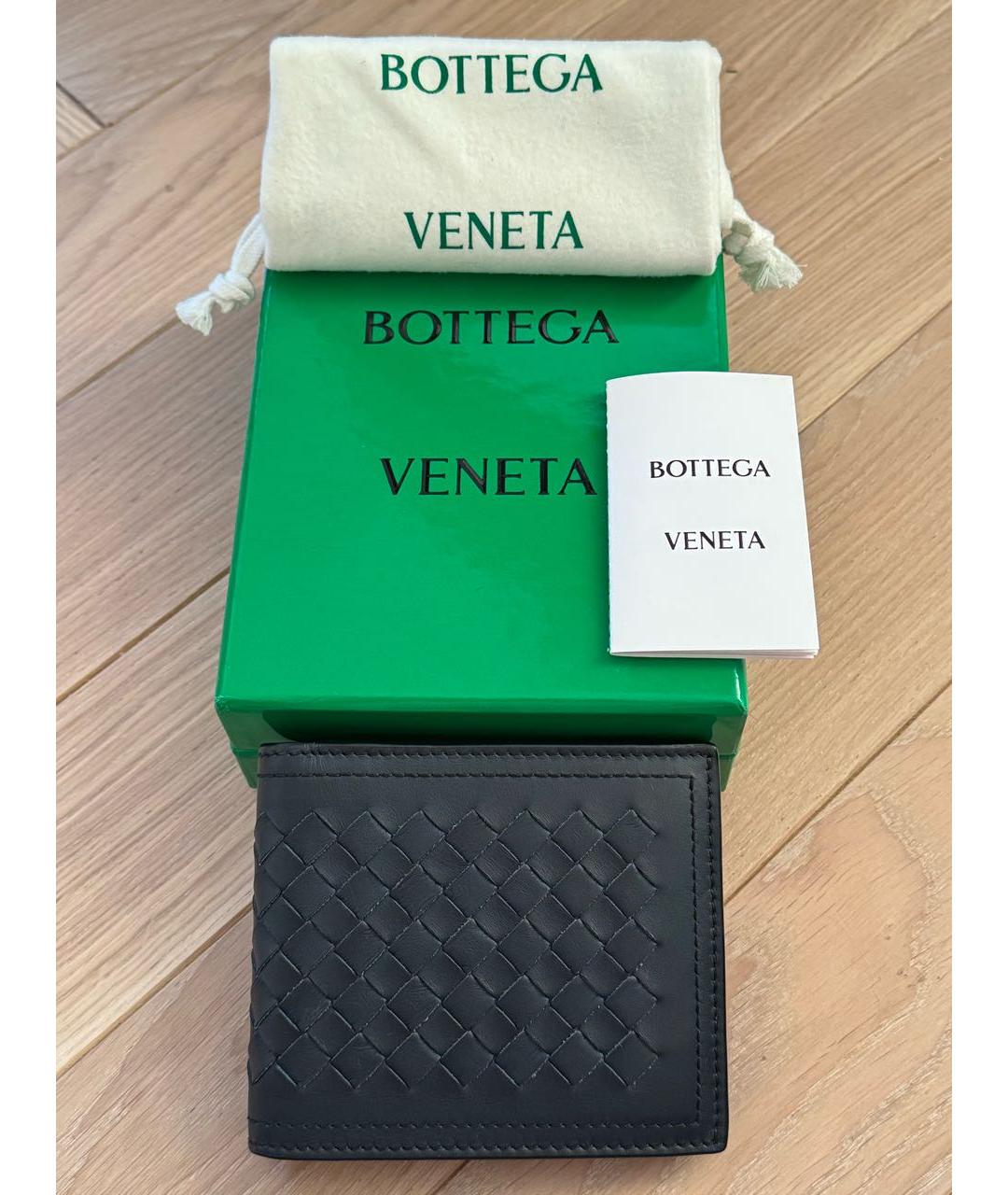 BOTTEGA VENETA Темно-синий кожаный кошелек, фото 8