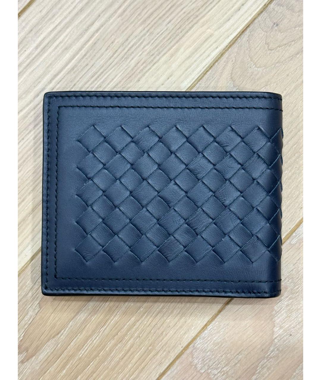 BOTTEGA VENETA Темно-синий кожаный кошелек, фото 2
