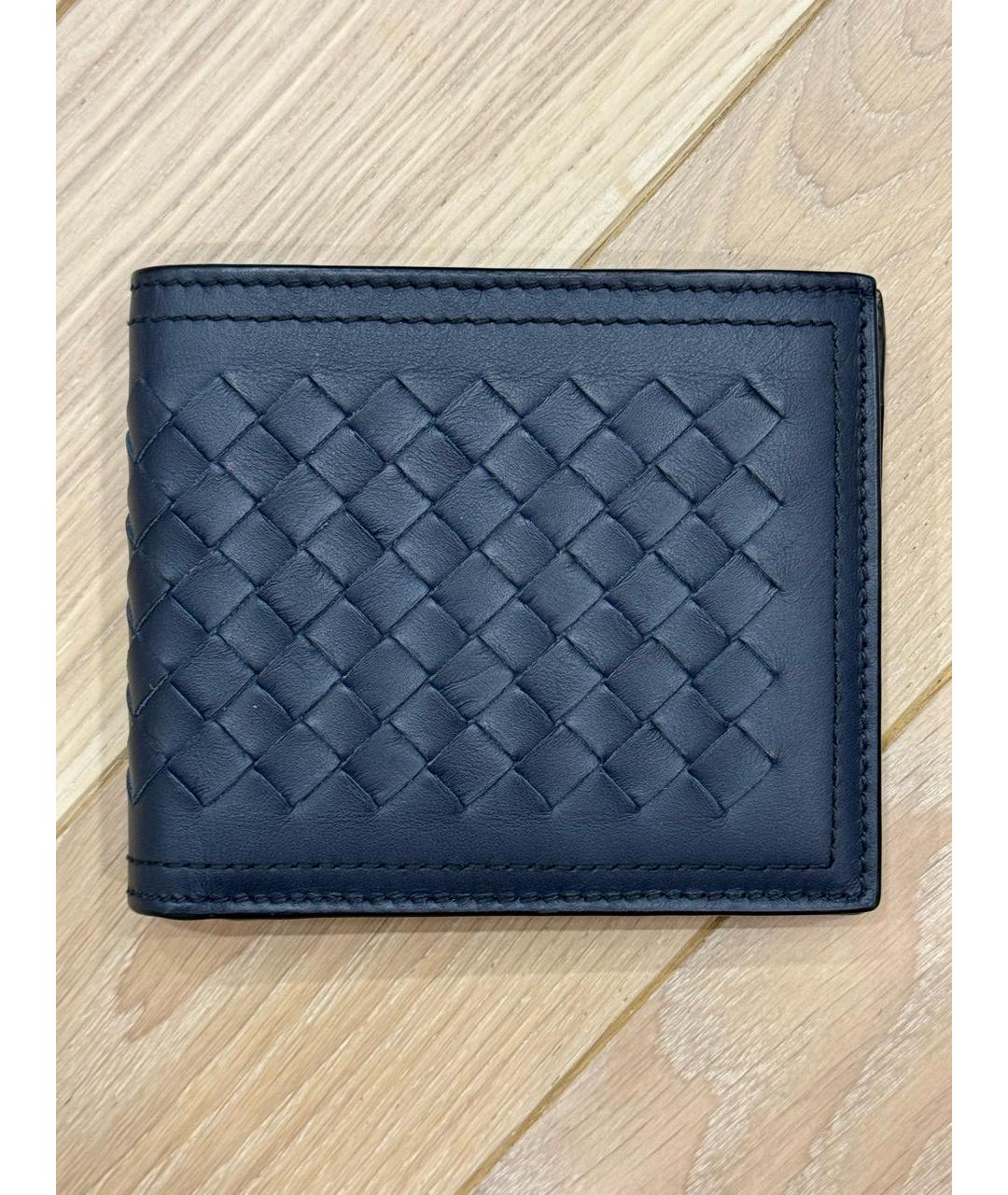 BOTTEGA VENETA Темно-синий кожаный кошелек, фото 9
