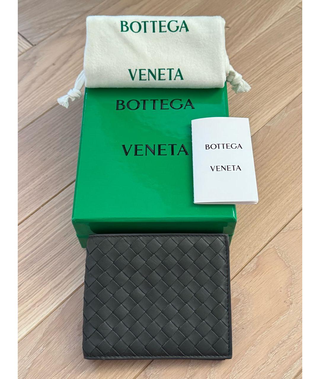 BOTTEGA VENETA Серый кожаный кошелек, фото 7