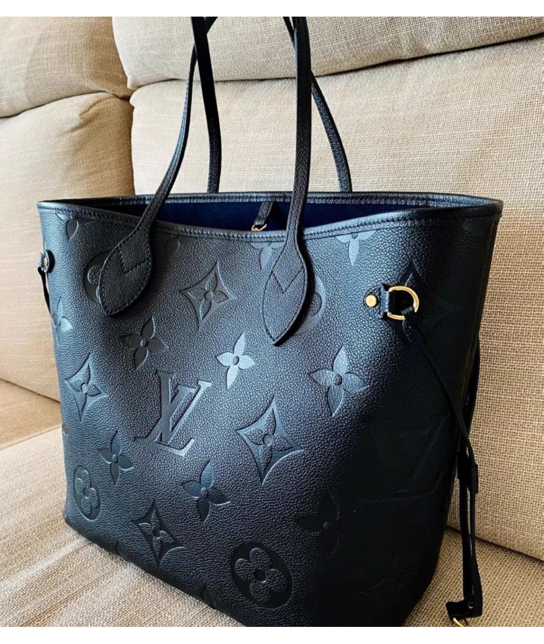 LOUIS VUITTON Черная кожаная сумка тоут, фото 3