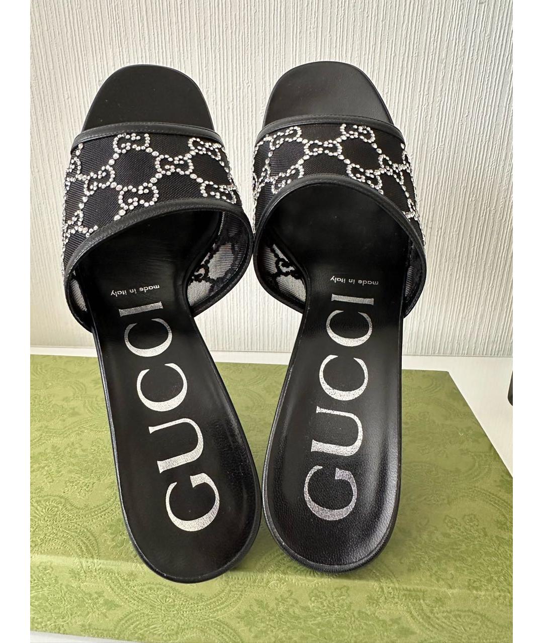 GUCCI Черные кожаные мюли, фото 2