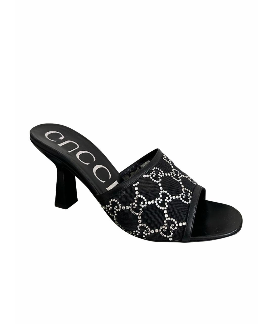 GUCCI Черные кожаные мюли, фото 1