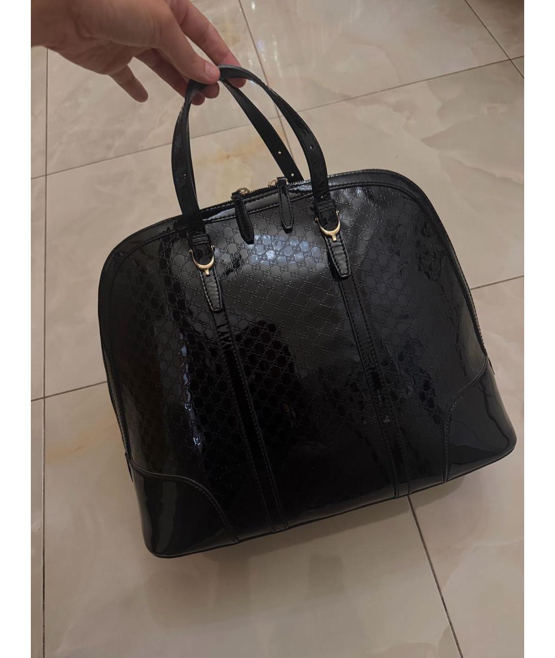 GUCCI Черная сумка с короткими ручками из лакированной кожи, фото 5