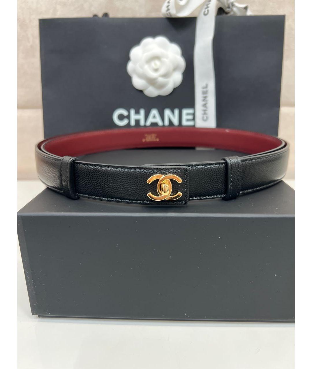 CHANEL Черный кожаный ремень, фото 4