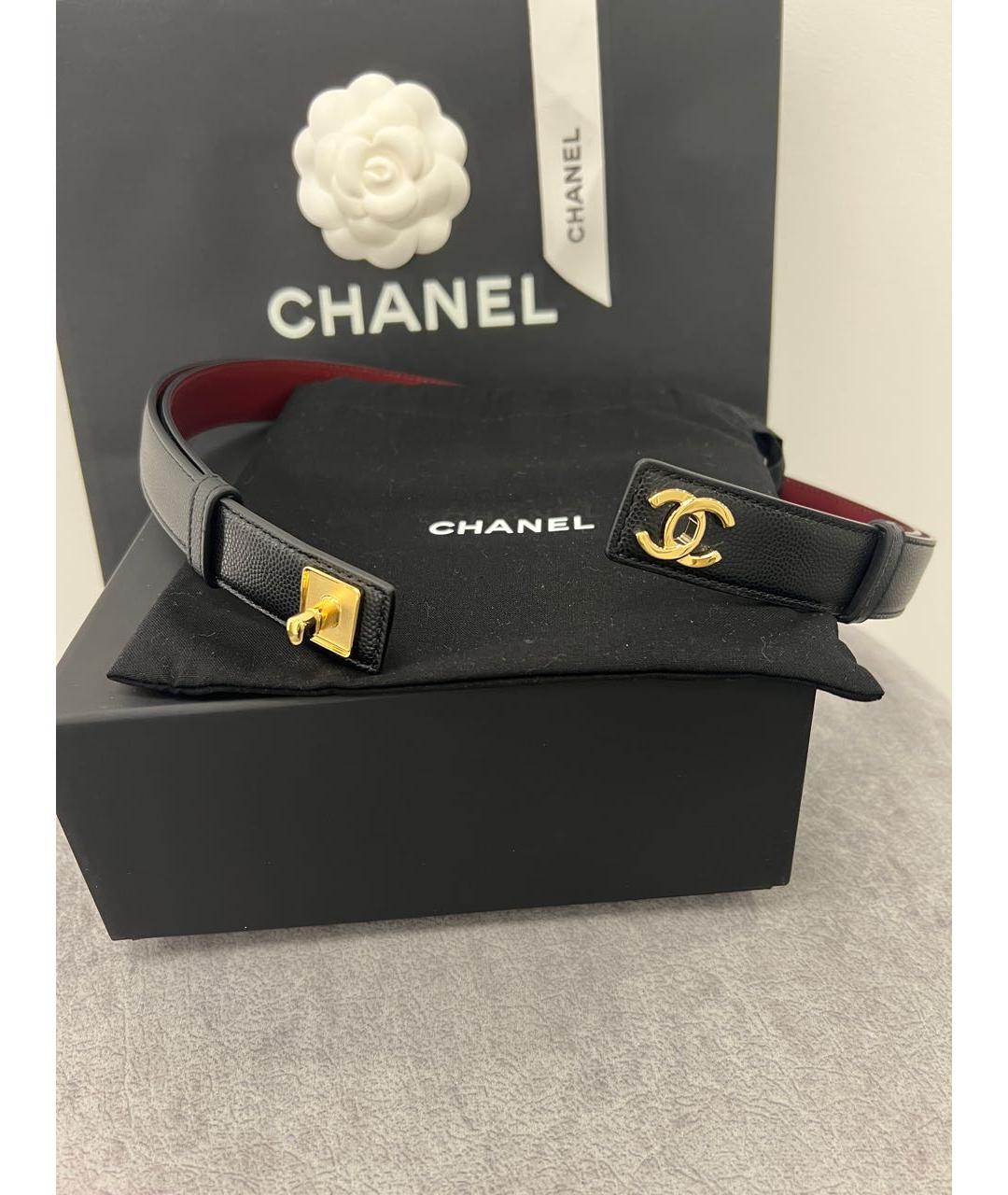 CHANEL Черный кожаный ремень, фото 2