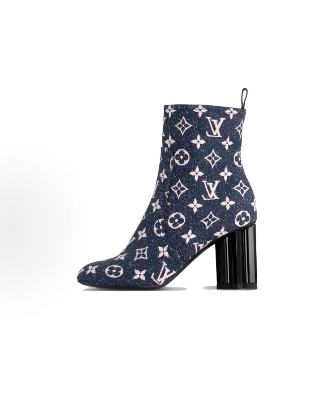 LOUIS VUITTON Синие бархатные ботильоны, фото 2