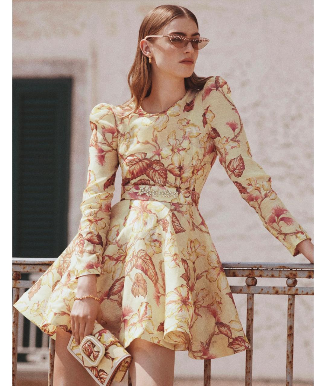 ZIMMERMANN Желтое льняное коктейльное платье, фото 2