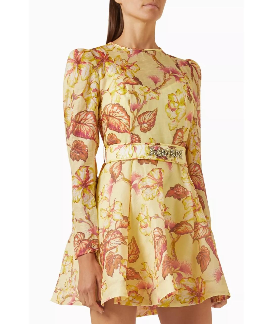 ZIMMERMANN Желтое льняное коктейльное платье, фото 5