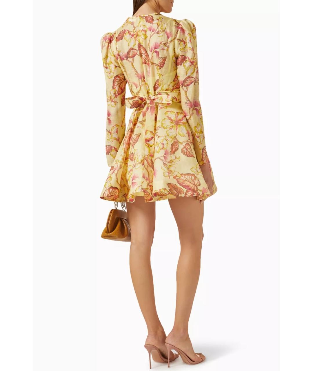 ZIMMERMANN Желтое льняное коктейльное платье, фото 4